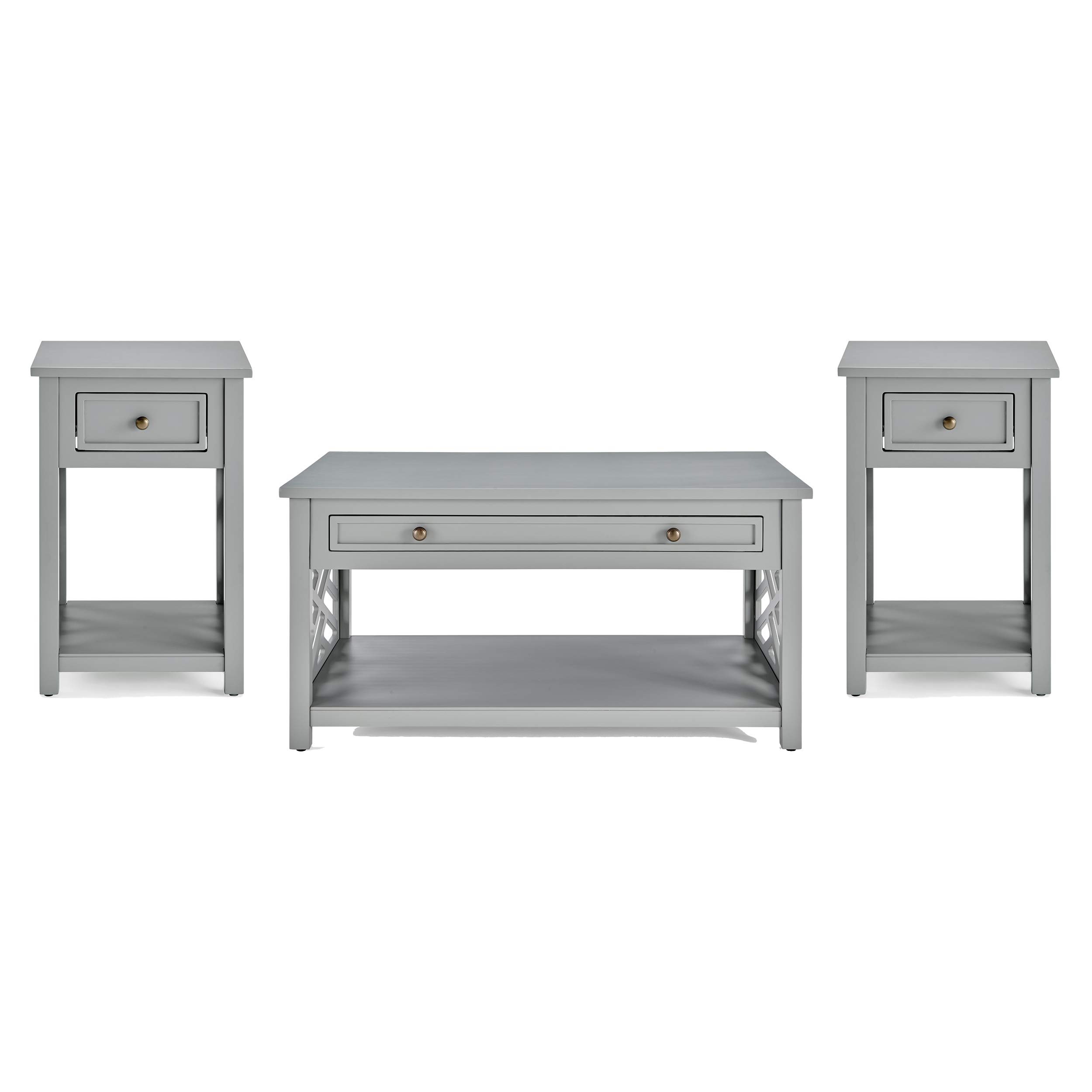 Coventry 36 Inch Coffee Table and End Tables Set of 3 with Drawers - Modern Living Room Furniture for Home Decor & Entertainment