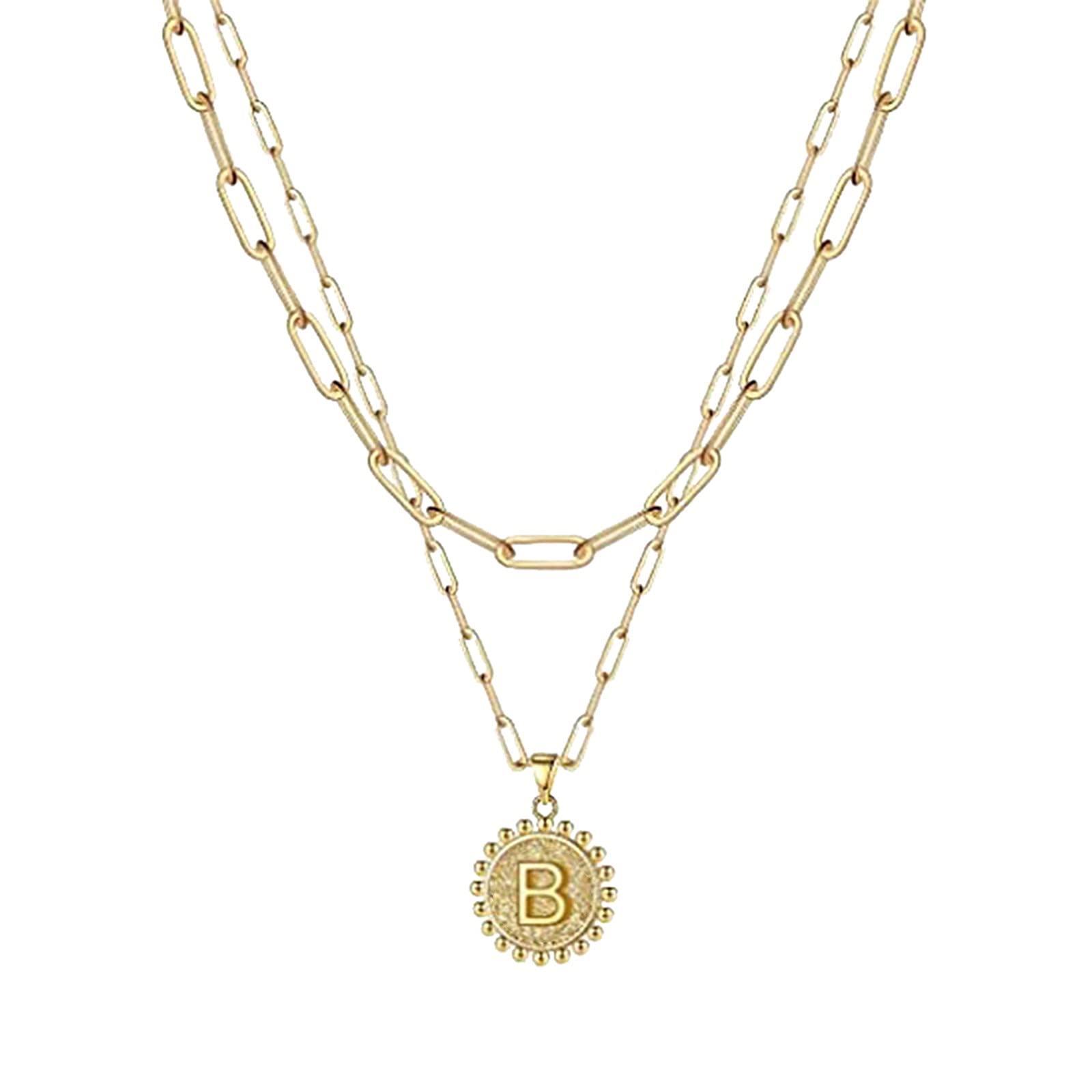 Personalized Letter Necklaces for Women - Gold Plated Dainty Chain Coin Pendant Layering Necklace | Gift for Her, Birthday, Anniversary, Valentine's Day | Everyday Wear, Layering Jewelry, Casual & Formal Outfits