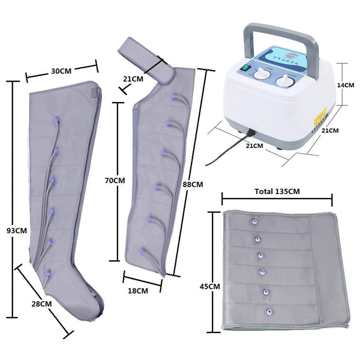 Air Compression Boots for Leg Pain Relief - Pneumatic Leg Massager with Air Wave Technology for Lymphedema, Circulation, Swelling - Full Body Massager for Waist, Leg & Arm Relaxation - Perfect for Post-Workout Recovery & Edema Therapy