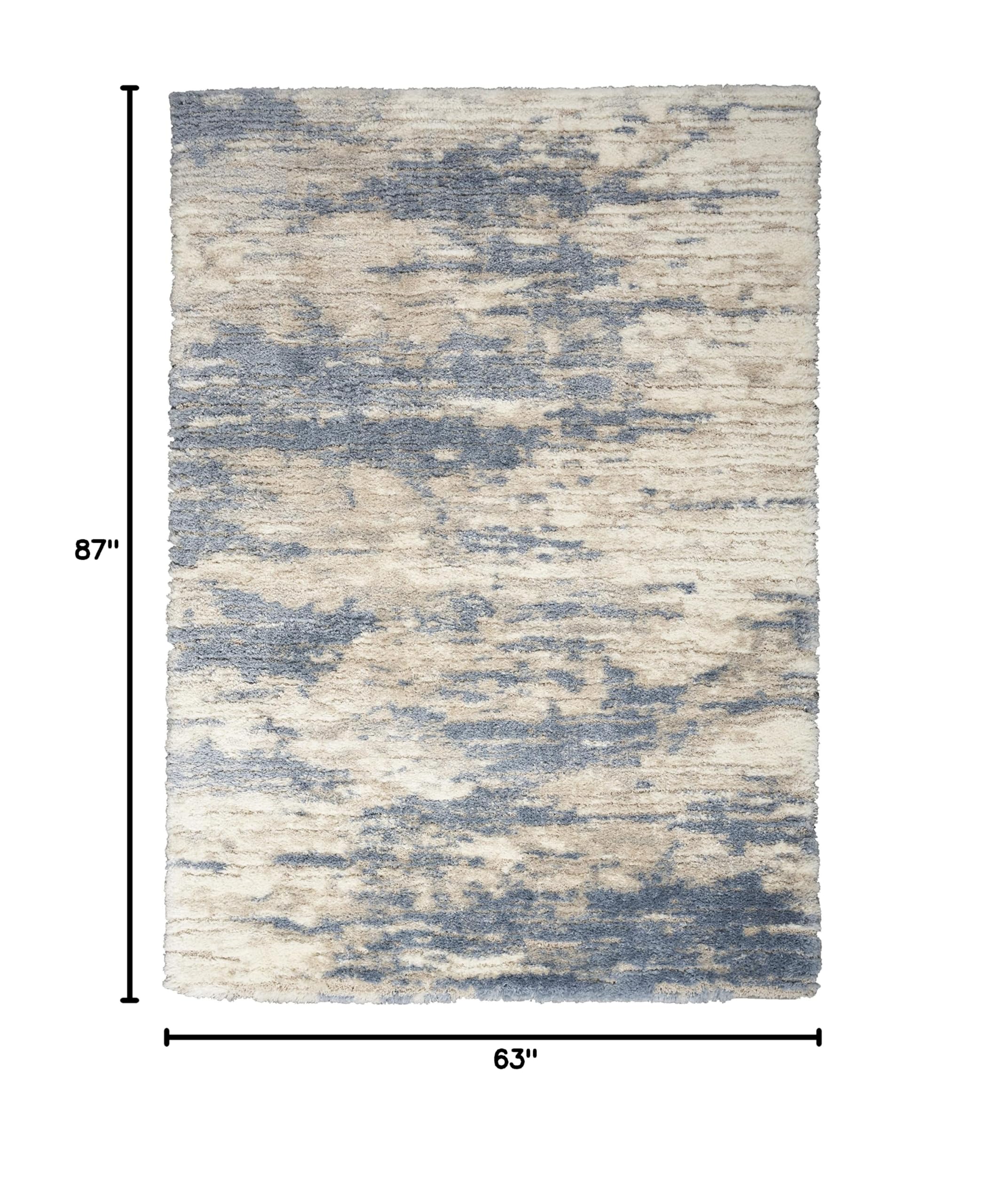 Nourison Luxurious Shag Abstract Light Blue Grey 5'3