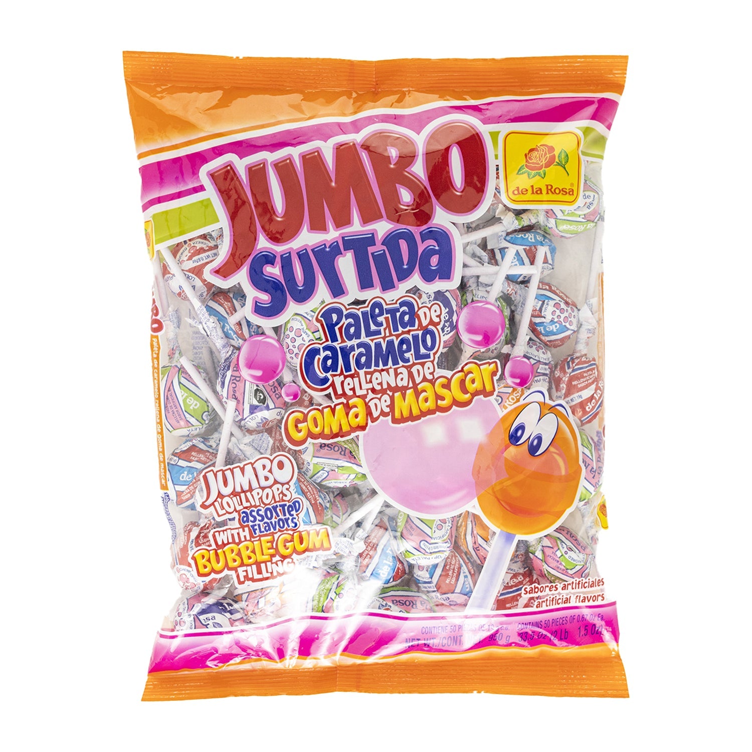 De La Rosa Jumbo Surtida Mexican Candy Assortment - 50ct Bag of Assorted Flavors | Perfect for Parties, Gifts & Snacking