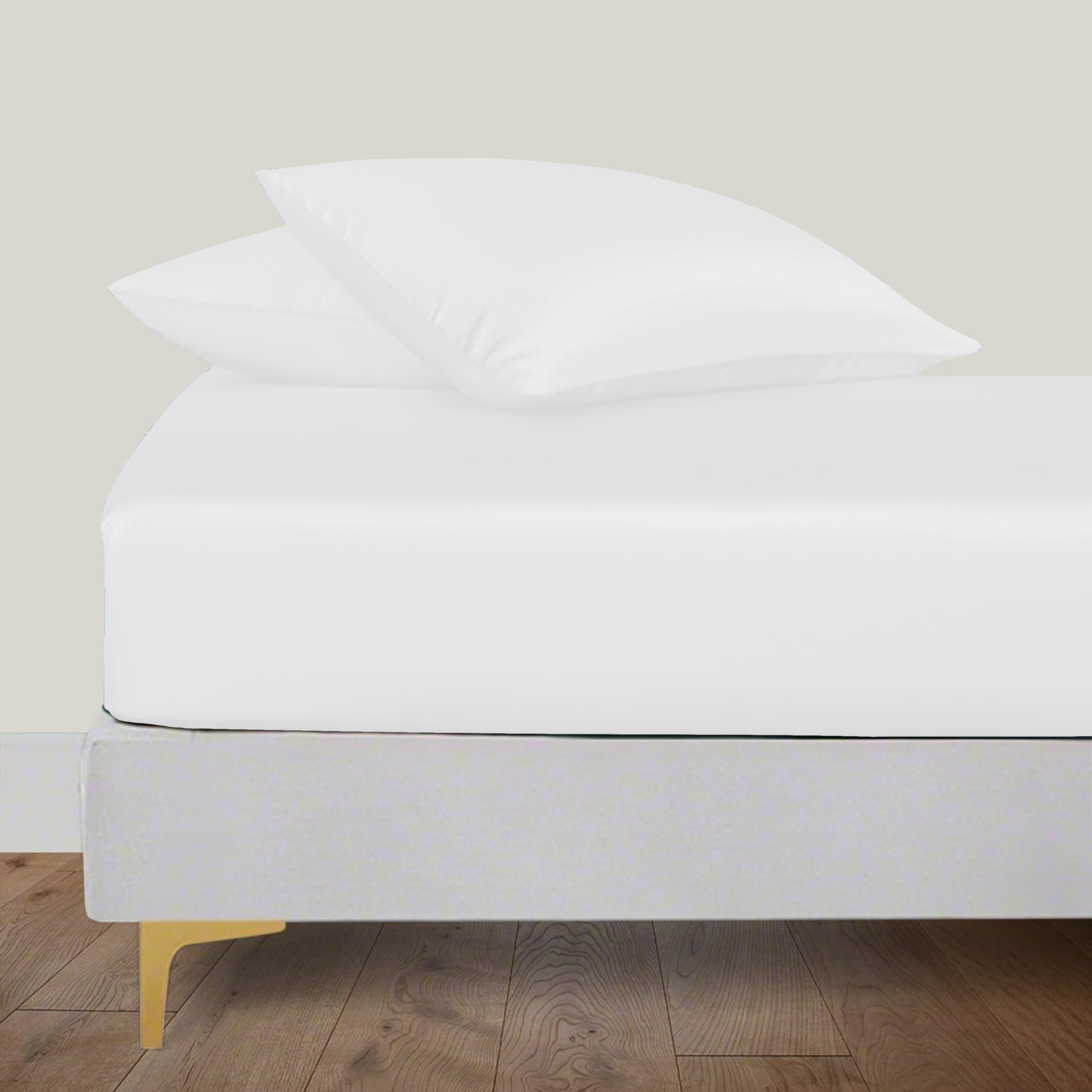 LINENWALAS Queen Size Fitted Sheet - 16” Deep Pocket Bamboo Viscose Cooling Breathable Soft Hypoallergenic Bed Sheet - Perfect for Hot Sleepers & Allergy Sufferers (White)