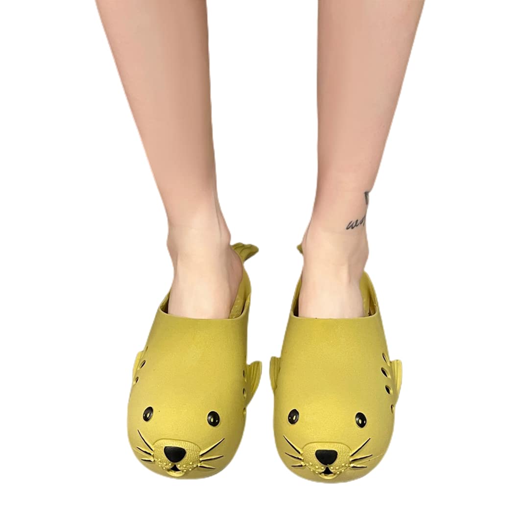 Sea Lion Slippers for Men & Women - Soft Animal House Slippers, Breathable Summer Beach Slides & Indoor Shower Shoes - Perfect for Home, Poolside, and Beach Vacations