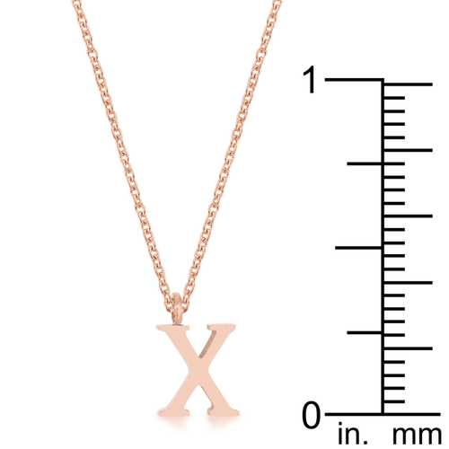 Elaina Rose Gold Stainless Steel X Initial Necklace for Women - Personalized Monogram Letter Jewelry Gift for Her - Perfect for Birthday, Anniversary & Valentine's Day