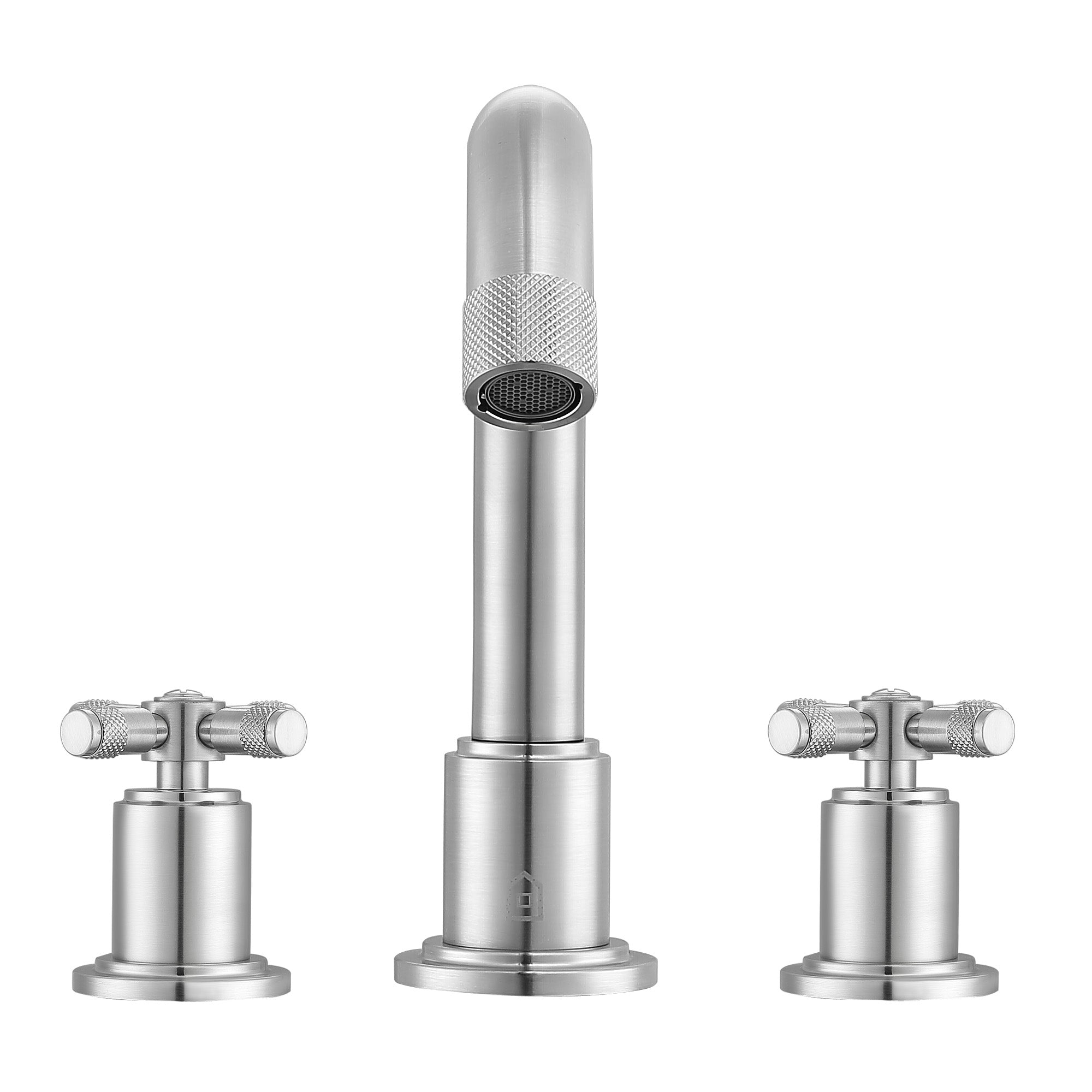 Ancona Men's Widespread Bathroom Faucet - 3 Hole Cross Handle Design in Brushed Nickel Finish for Modern Vanity & Sink Installation