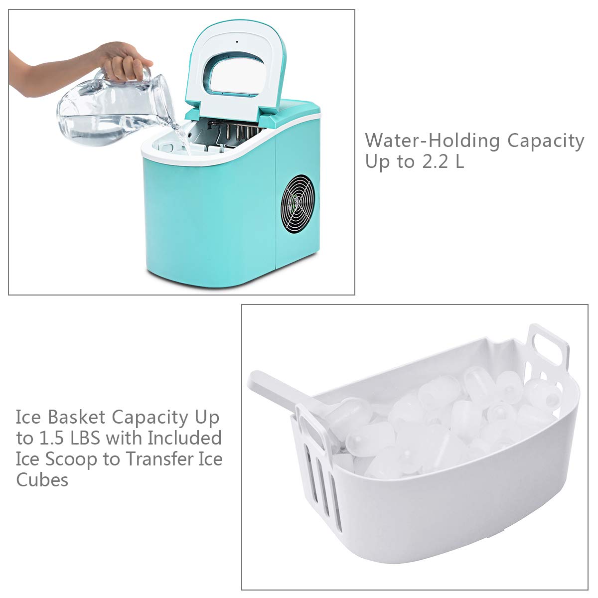 COSTWAY 26LBS/24H Portable Countertop Ice Maker Machine - Fast 6-Minute Ice Cube Production, Compact & Energy Efficient with Ice Scoop - Perfect for Home Kitchen, Office, RV, and Outdoor Parties