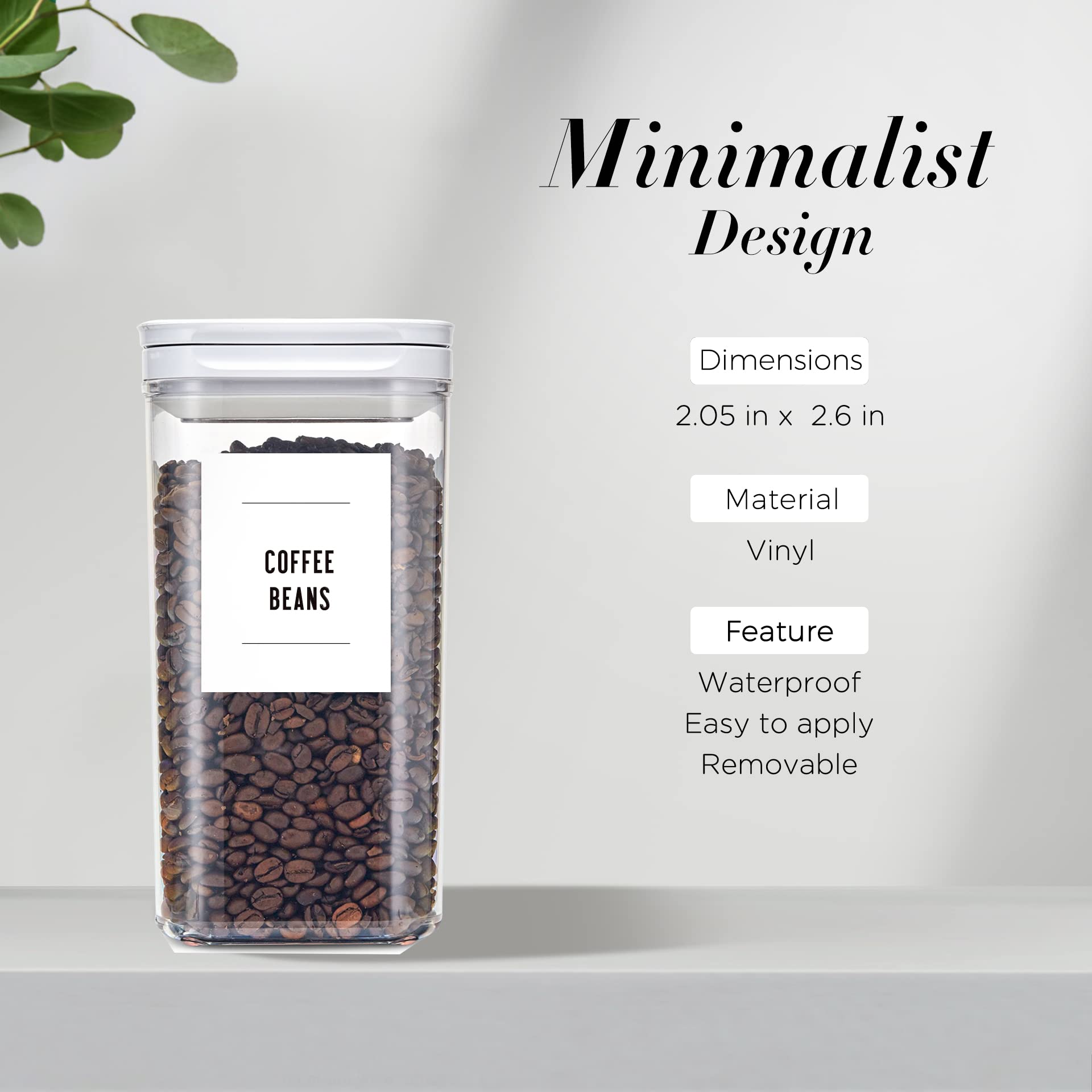 180 Minimalist Farmhouse Pantry Labels - White Matte Waterproof Stickers with Black Fine Line Text for Jars, Bottles & Canisters - Perfect for Kitchen Organization & Storage (Ideal for Spice Racks, Pantry Shelves & Home Canning)