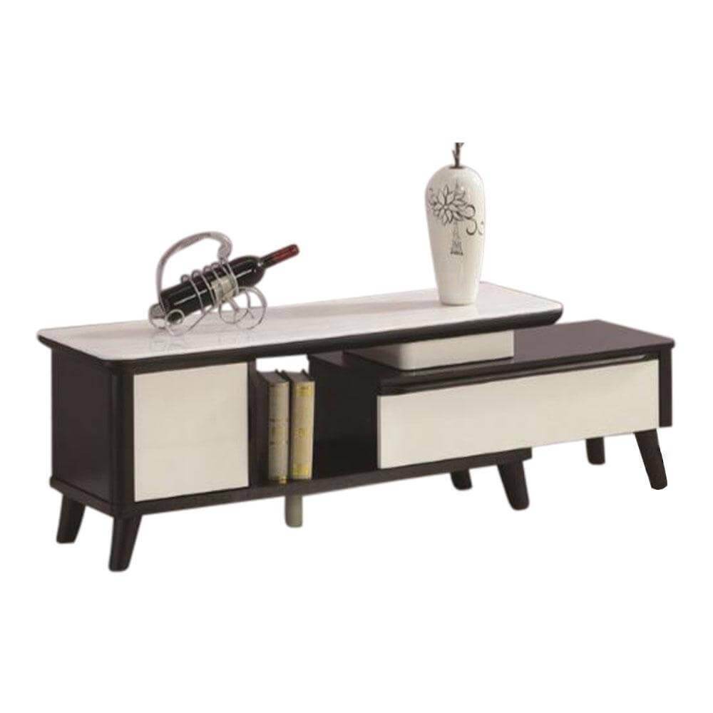 Modern Heve Extendable TV Stand with Tempered Glass Top - Sturdy Entertainment Center for Living Room, Bedroom & Home Theater Setup