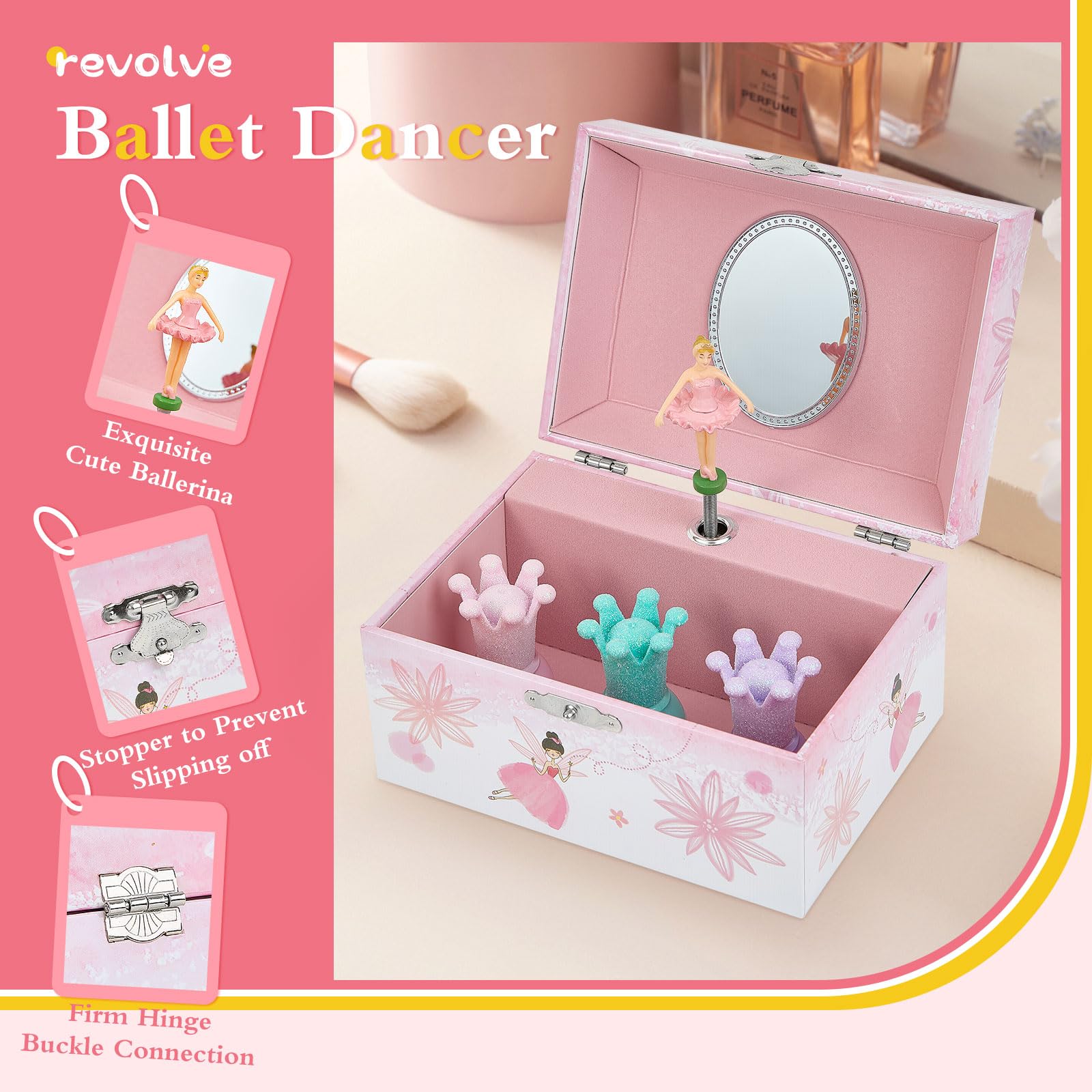 Girl's Musical Jewelry Box with Spinning Ballerina - Fairy Design Jewelry Storage & Music Gift for Kids | Perfect for Birthday Gifts, Bedroom Decor & Princess-Themed Playtime