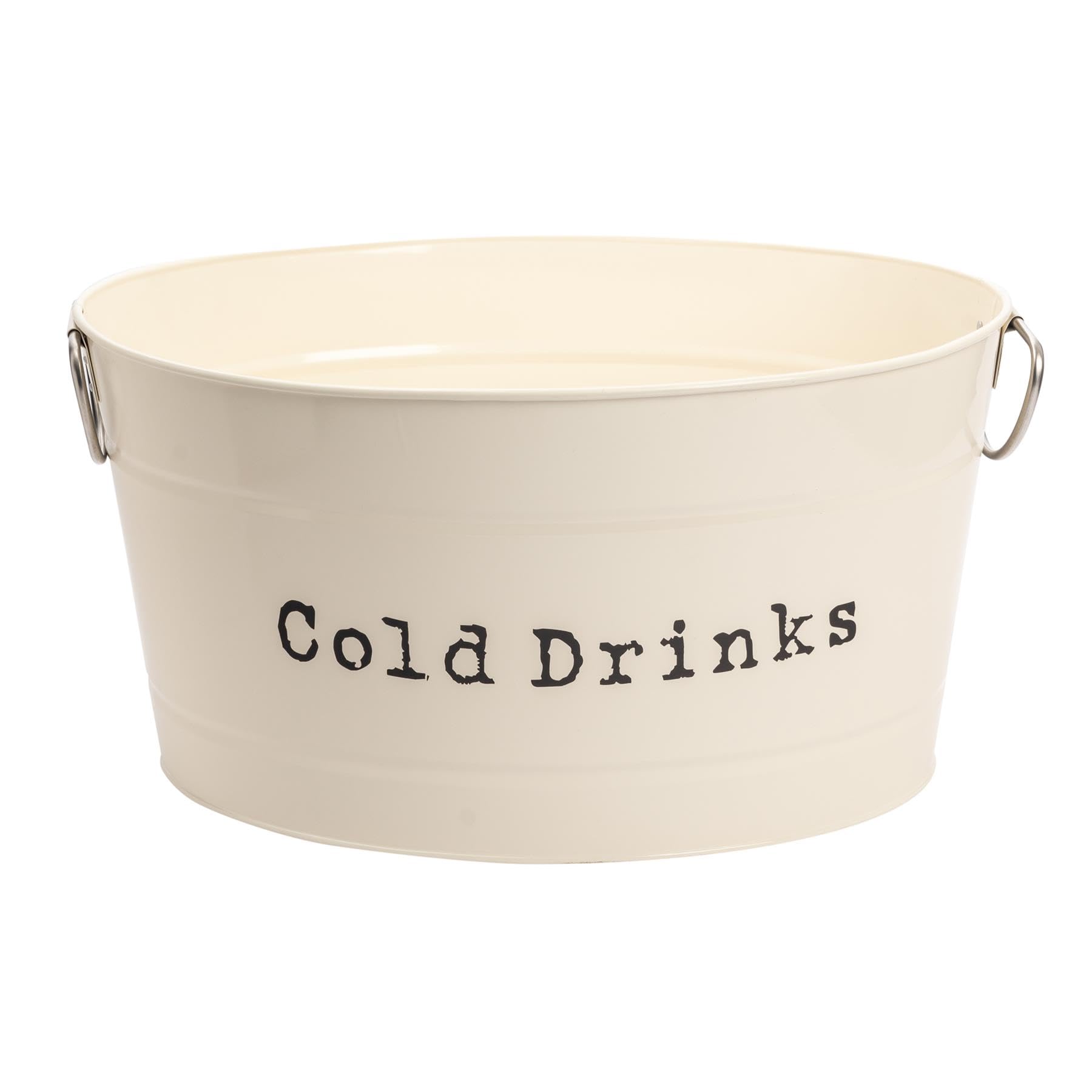 Harbour Housewares Large Cream Metal Drink Cooler Bucket with Handles - Perfect for Cold Beverages, Parties, BBQs, and Restaurants - Ideal for Outdoor Gatherings and Home Entertaining