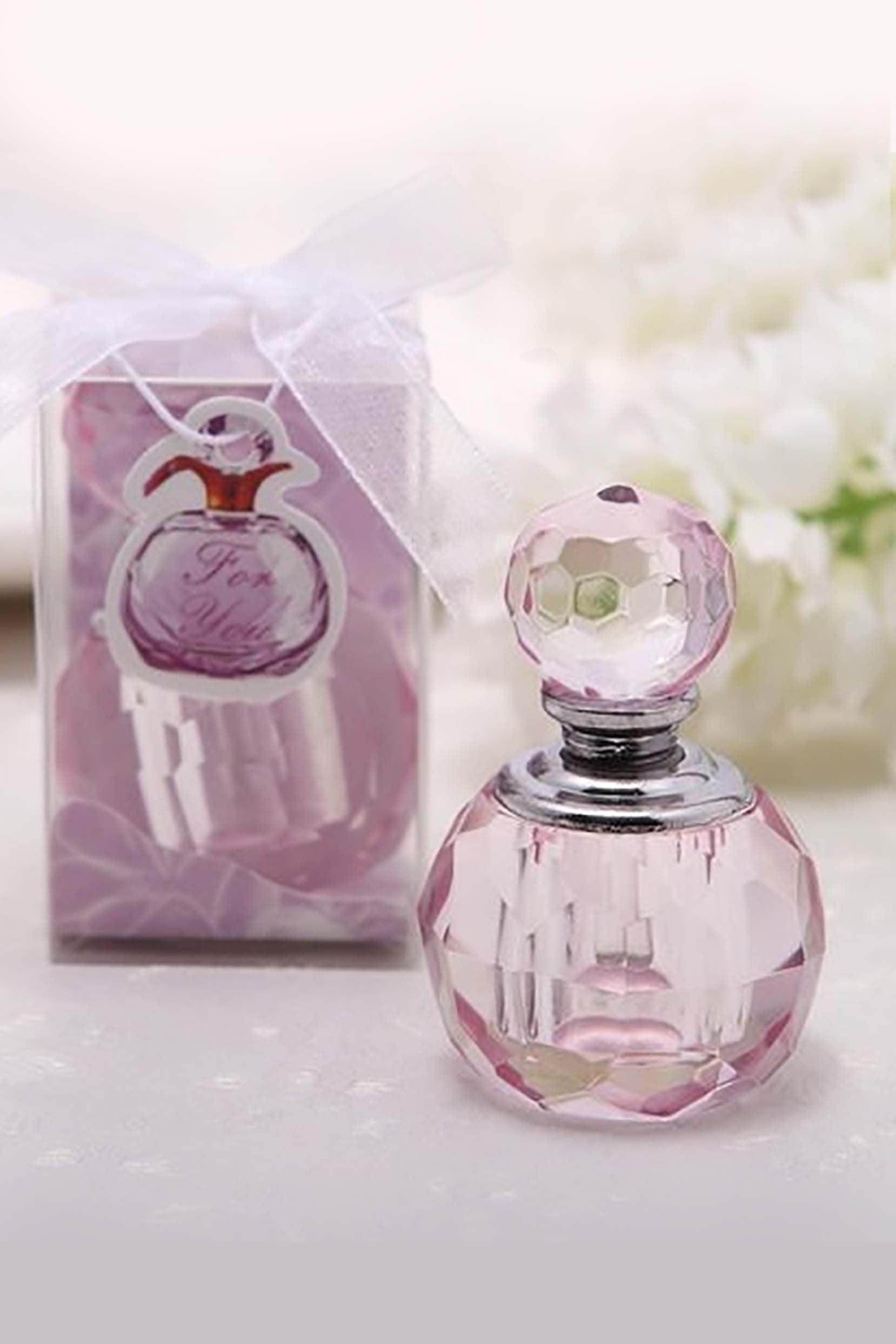 Elegant Mini Crystal Perfume Bottles with Stoppers - Set of 6 for Bridal Party Favors, Wedding Gifts & Home Decor (CGF0105) - Perfect for Bridal Showers, Anniversary Gifts & Vanity Display