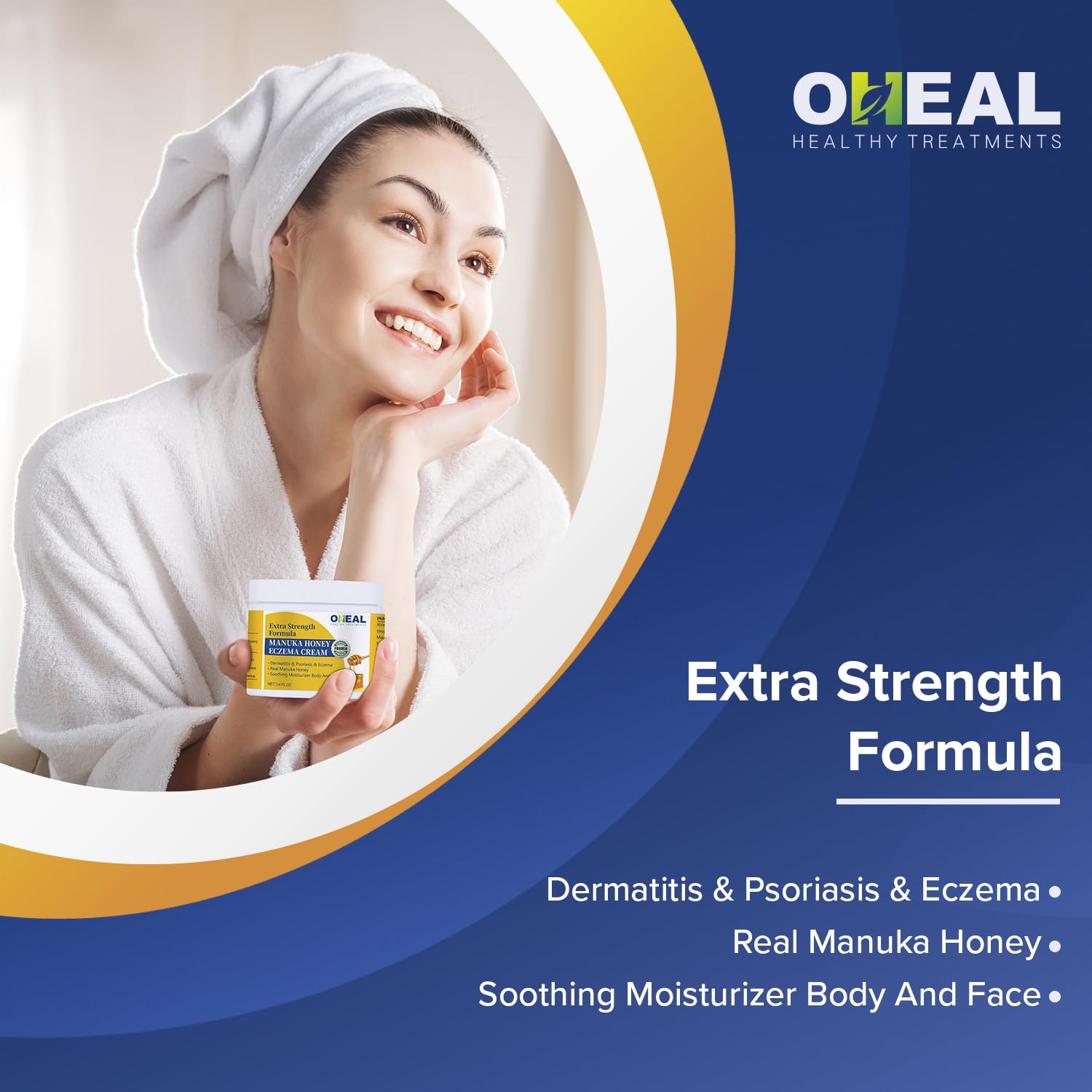 Manuka Honey Eczema Cream for Athlete's Foot, Ringworm & Psoriasis Treatment - 3.4 oz Natural Dermatitis & Dry Skin Relief - Ideal for Daily Skincare & Fungal Infection Care