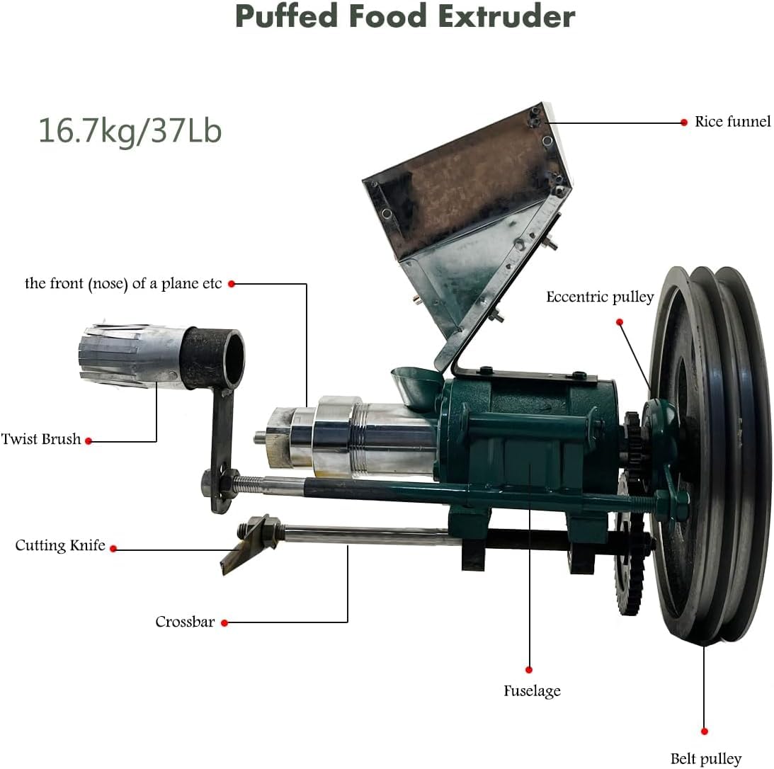 ECUTEE Multi-Function Puffed Food Extruder Machine for Rice, Corn Snacks - Make Cornflakes, Hollow Sticks - Perfect for Street Food Stalls, Home Use & Small Business Snack Production