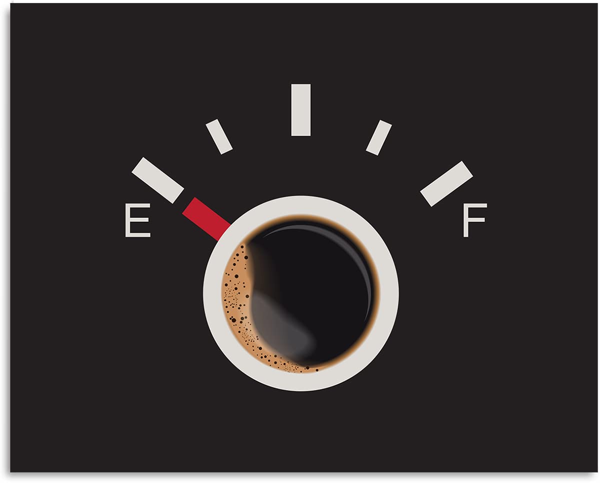 Govivo Empty Full Coffee Station Home Decor - Modern Kitchen Wall Art - Coffee Bar Accessories Set - Minimalist Coffee Office Decor - 10x8 Unframed Print - Perfect for Coffee Shops, Home Kitchens & Office Break Rooms