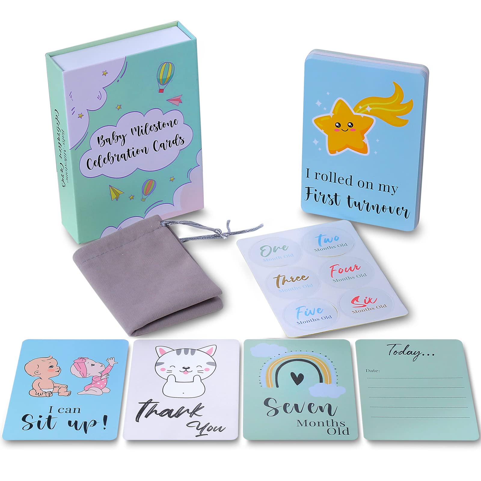 49 Pcs Baby Milestone Cards for Boys & Girls - Pregnancy & First Year Memory Keepsake, Baby Shower Gift - Perfect for Newborn Photo Shoots, Monthly Milestone Tracking, and Special Moments Recording