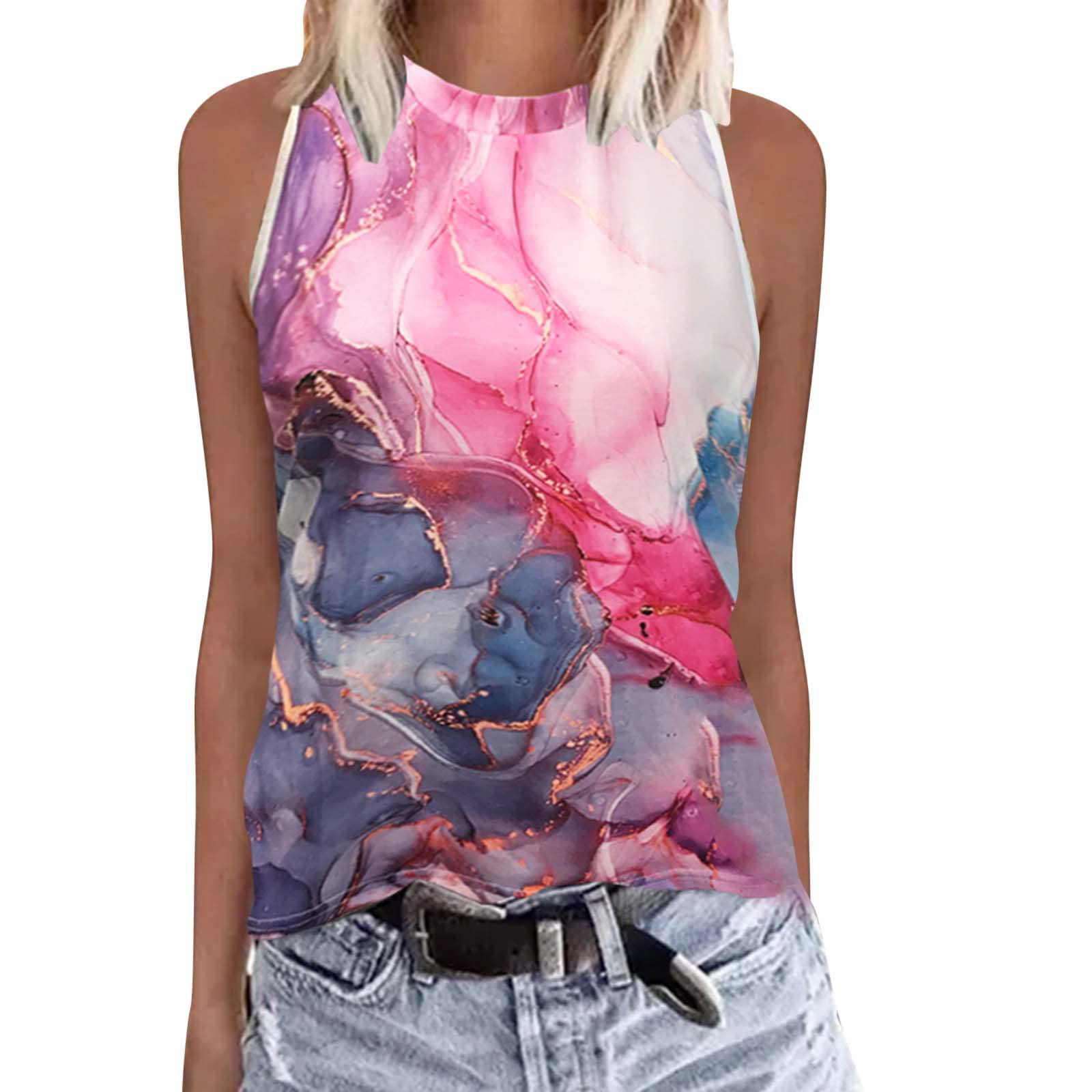Women's Sleeveless Tank Tops - Summer Casual Round Neck Vest Tops with Non-Positioning Printing | Perfect for Beach, Gym, Yoga & Everyday Wear