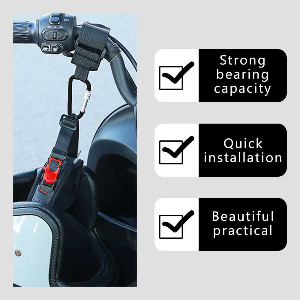 2PCS Universal Motorcycle Hooks - Heavy Duty Handlebar Hooks for Helmets & Bags, Multi-Purpose Organizer Clips for Motorcycle, Bicycle, Car & Stroller (Black) - Perfect for Commuting, Travel & Outdoor Adventures
