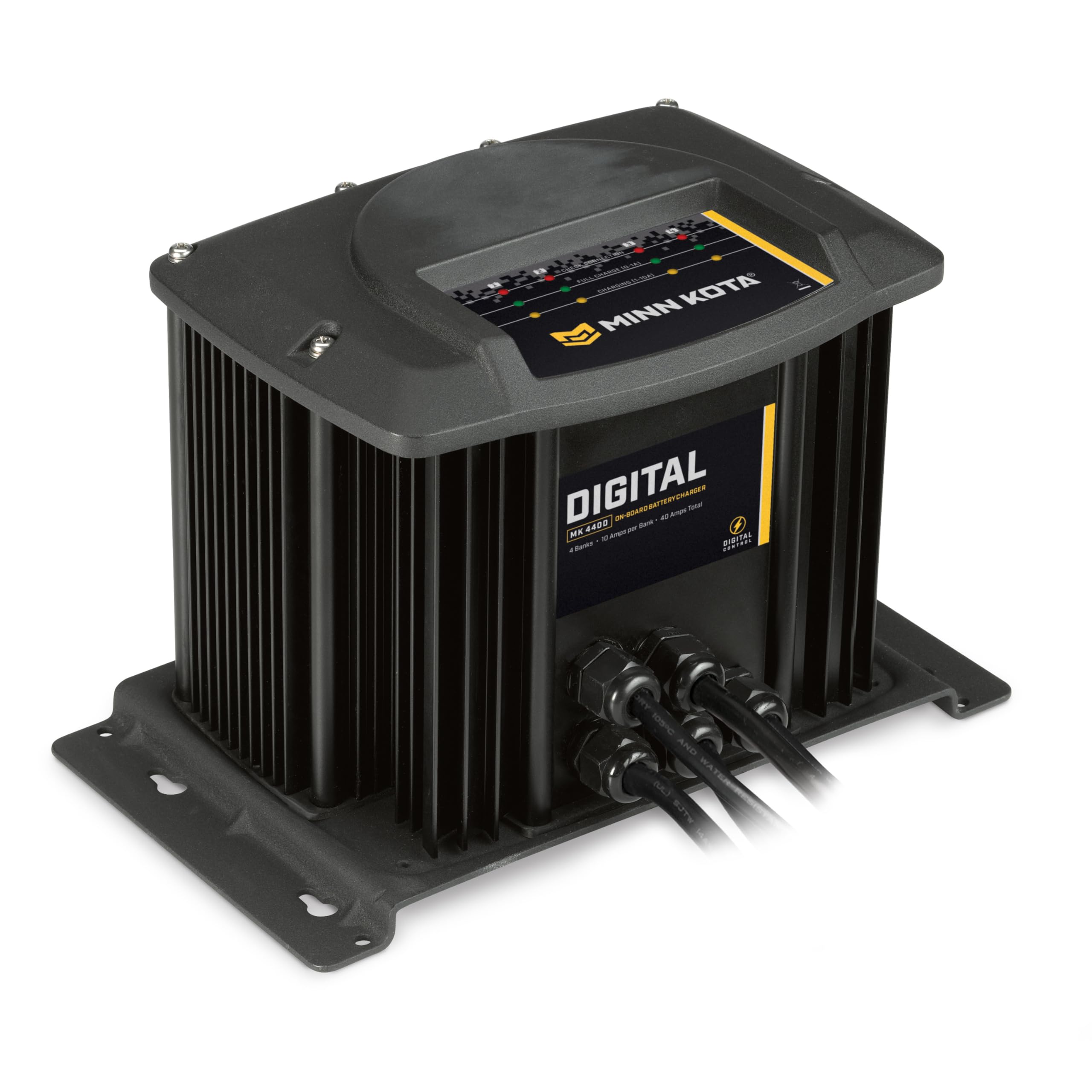 Minn Kota 1824405 MK 440D Digital On-Board Marine Battery Charger - 4 Bank 10 Amp Waterproof Battery Charger for Boats, Yachts & Marine Vehicles | Perfect for Deep Cycle & AGM Batteries | Ideal for Fishing, Sailing & Water Sports