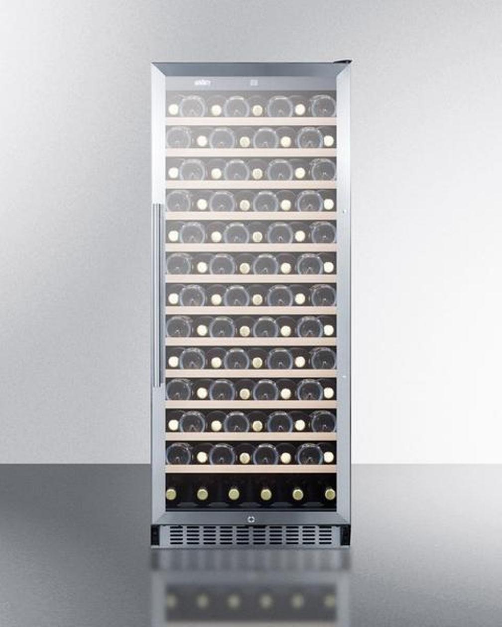 Summit 102 Bottle Single Zone Wine Cooler with Glass Door & Digital Thermostat - Perfect for Home Bars, Restaurants, and Wine Cellars