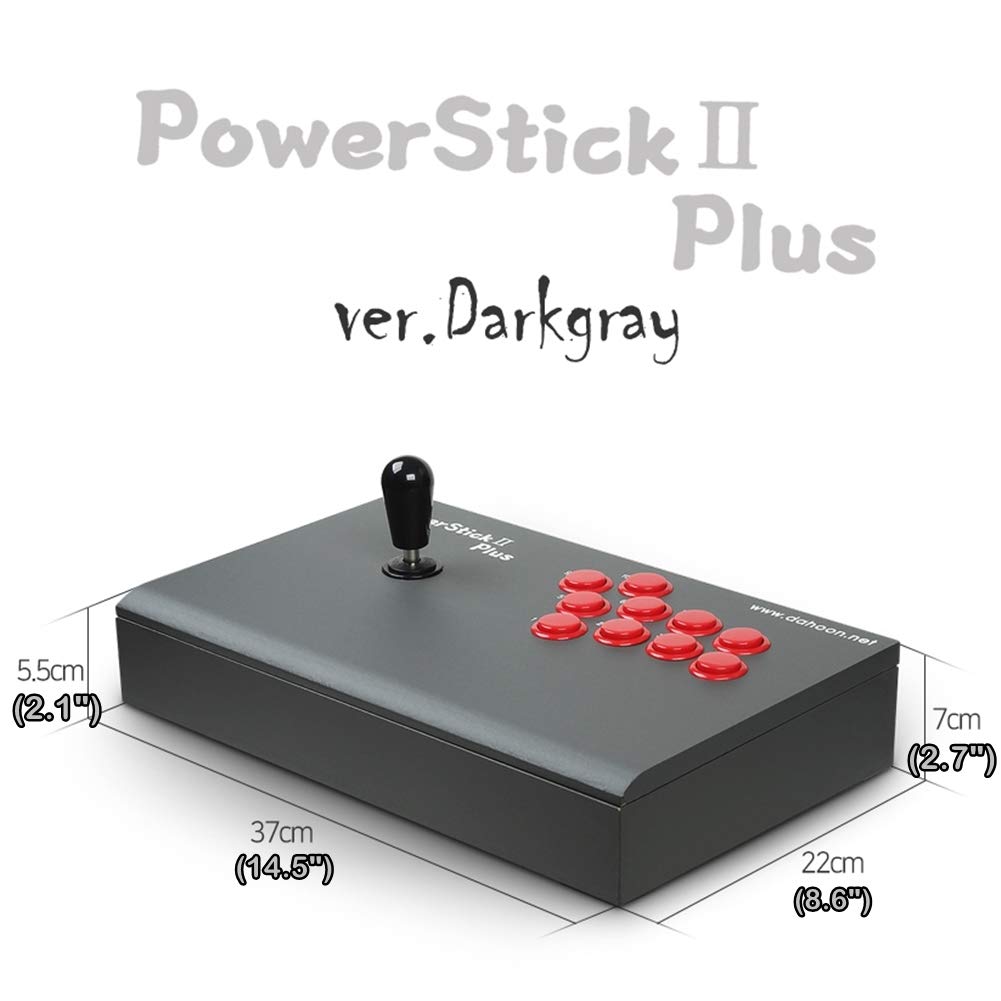 Dahoon Power Stick II Plus USB Arcade Fight Joystick (DHU-3300D) - Universal Gaming Controller for PC, Laptop, PS4, Xbox | Compatible with Tekken 7, Street Fighter & Fighting Games | Dark Gray | Perfect for Esports Tournaments & Home Arcade Setup