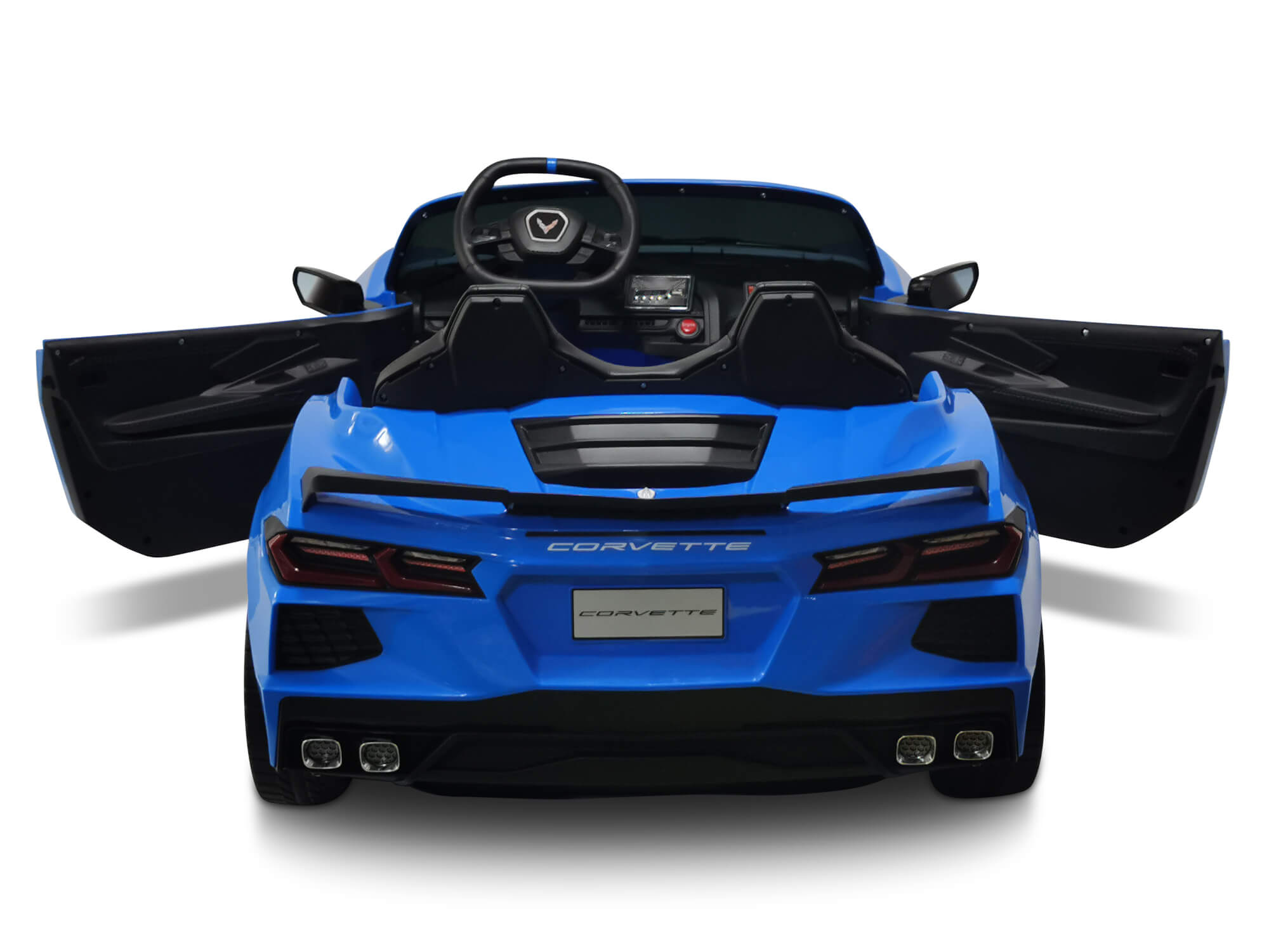 24V Chevrolet Corvette C8 2 Seater Kids Electric Ride On Car with Parent Remote Control - Blue - Perfect for Outdoor Play, Birthday Gifts & Family Fun