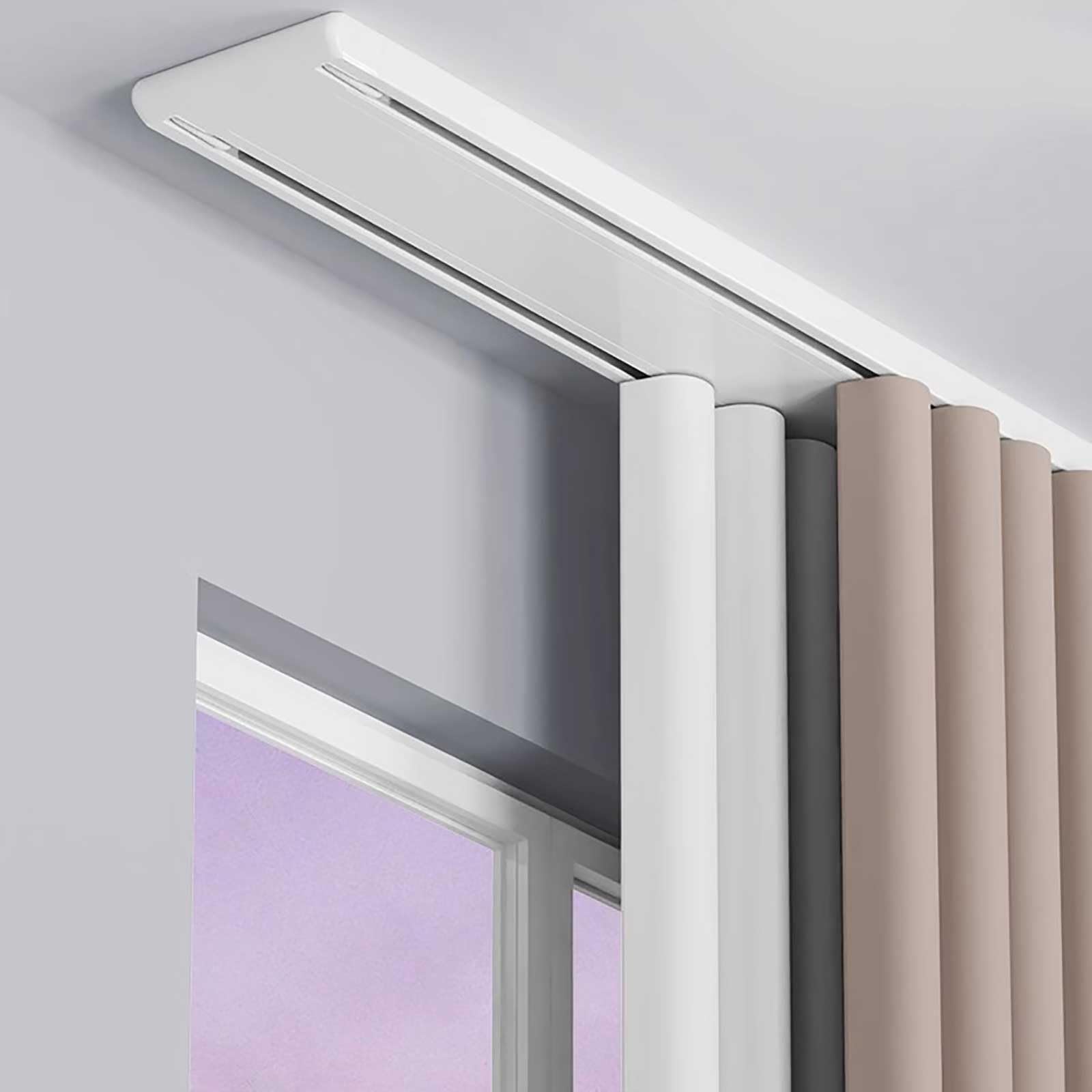 Double Row Heavy Duty Silent Curtain Track - 3.5m (11.5ft) White for Drop Ceiling & Room Dividers - Perfect for Home, Office & Commercial Spaces