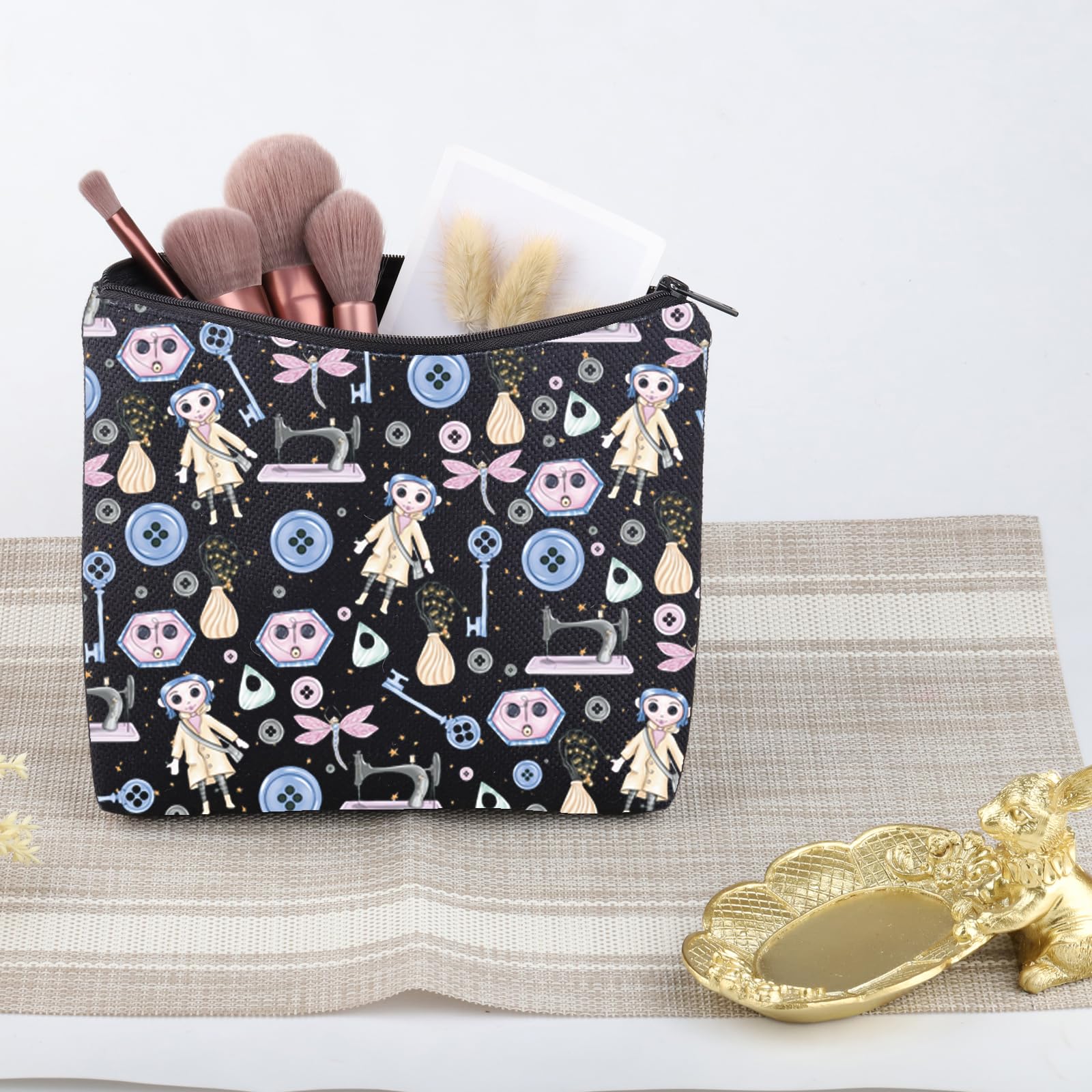 Horror Movie Inspired Cartoon Character Cosmetic Bag - Cute Cosplay Makeup Pouch for Halloween, Gift for Horror Fans & Anime Lovers - Perfect for Conventions, Travel & Themed Parties