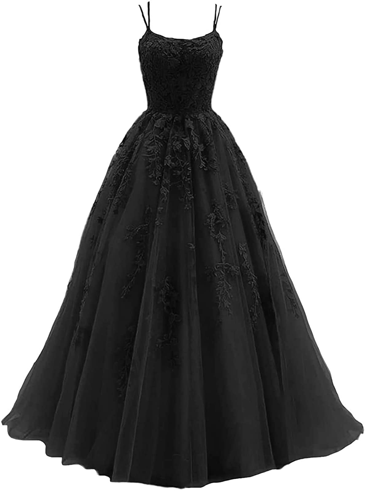 Elegant Women's Spaghetti Strap Lace Prom Dress - Long Ball Gown Backless Tulle Formal Evening Gown for Homecoming, Wedding, Quinceañera & Special Occasions