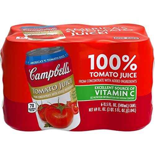 Campbell's Tomato Juice 11.5 Ounce (Pack of 24) - 100% Natural Tomato Drink for Cooking, Cocktails & Healthy Hydration - Perfect for Bloody Mary Mix, Soups & Everyday Refreshment