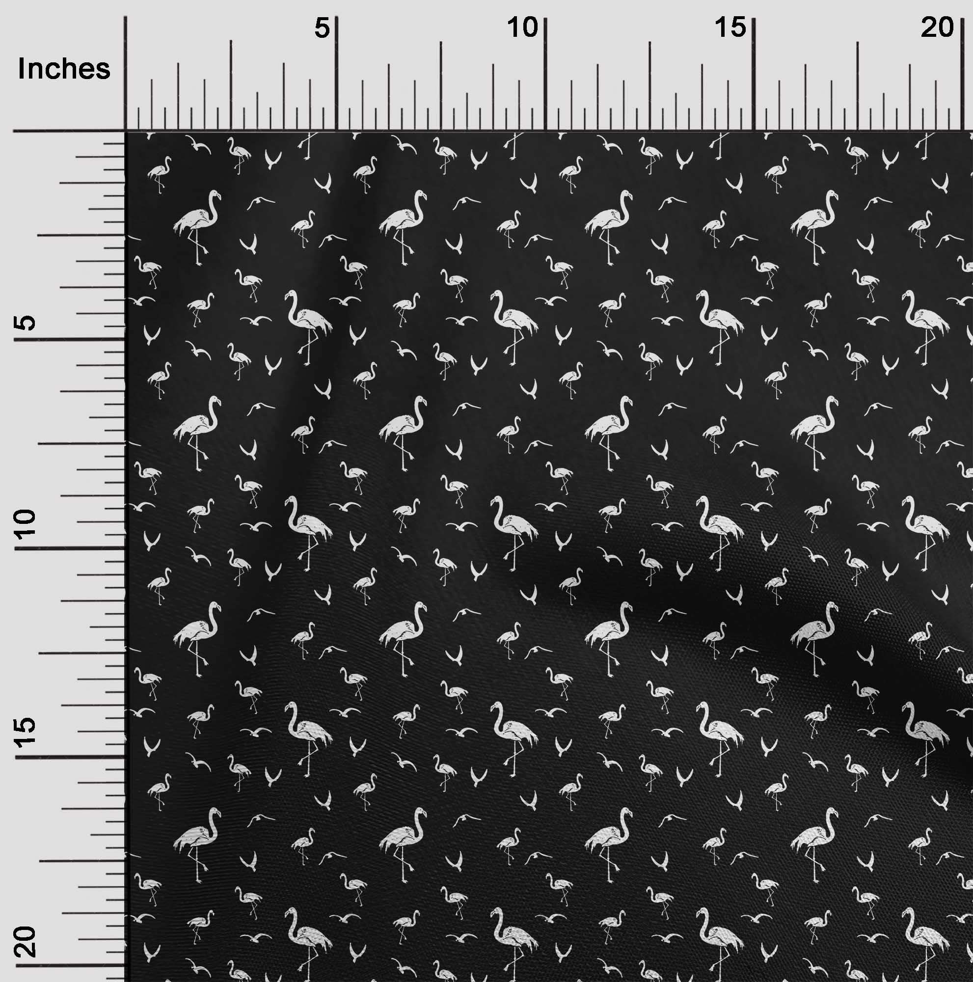 oneOone Rayon Black Flamingo Print Fabric - 56 Inch Wide for DIY Clothing, Dresses, Skirts & Home Decor Sewing Supplies | Premium Quality by The Yard