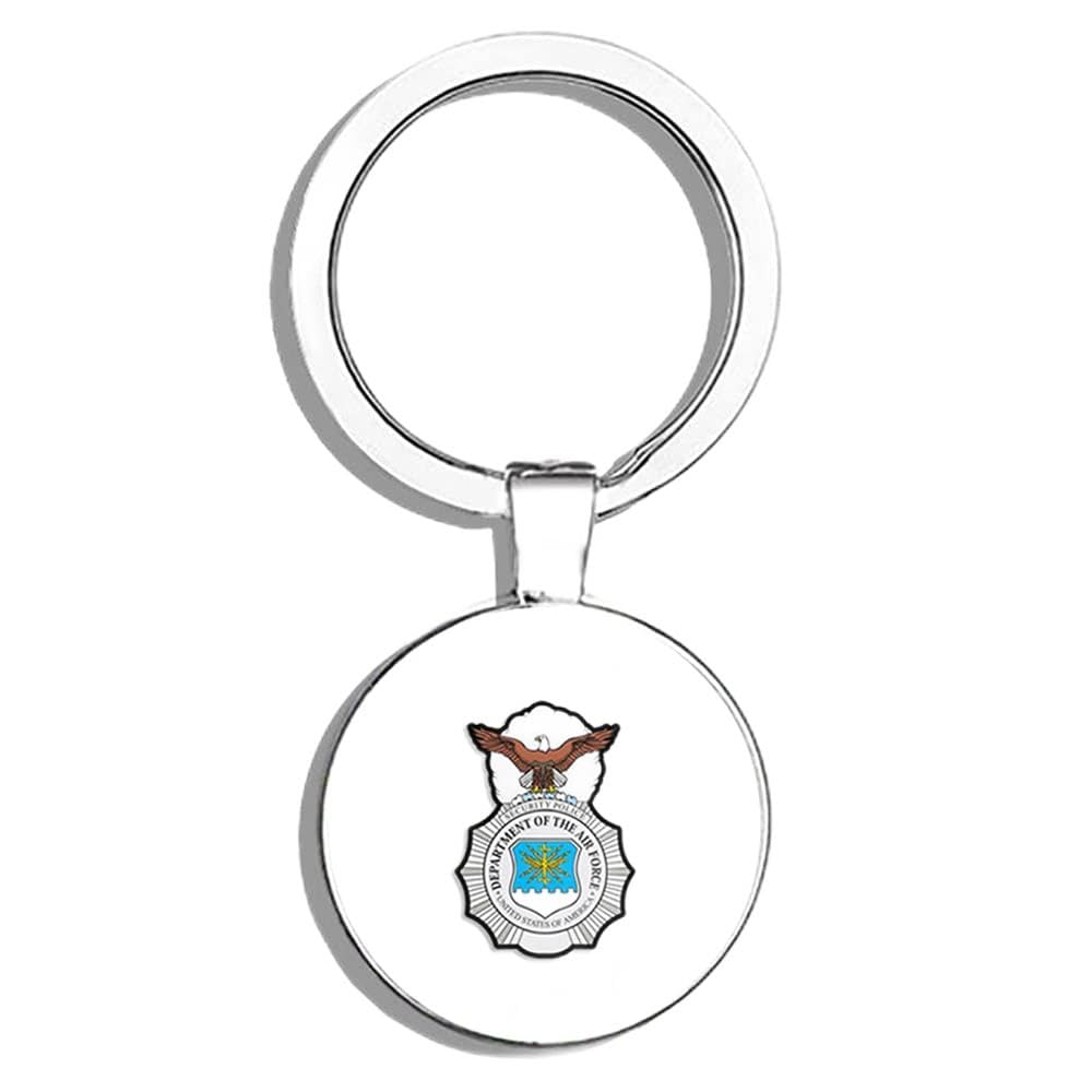 USAF Veteran Double Sided Stainless Steel Keychain - Air Force Security Badge Shaped Key Ring Holder with Car/Key Finder - Perfect for Military Gifts, Veteran Appreciation & Everyday Use