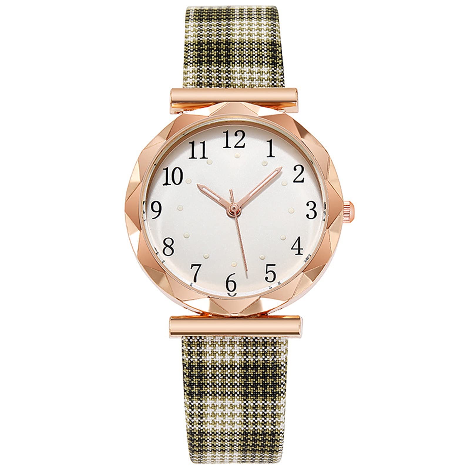 Luxury Women's Analog Quartz Watch - Fashionable Retro Luminous Plaid Strap, Waterproof Dress Watch for Ladies - Perfect Birthday Gift (Green) | Ideal for Office, Party & Everyday Wear