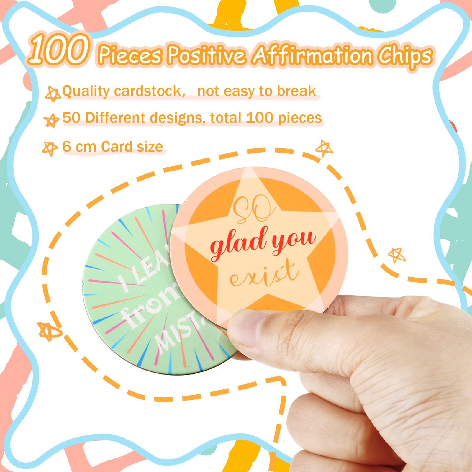 100 Pcs Positive Affirmation Cards with 50 Motivational Sayings - Inspirational Encouragement Cards for Kids, Classroom, Office & School - Cute Style Cardstock Cutouts for Daily Motivation & Self-Esteem Boost