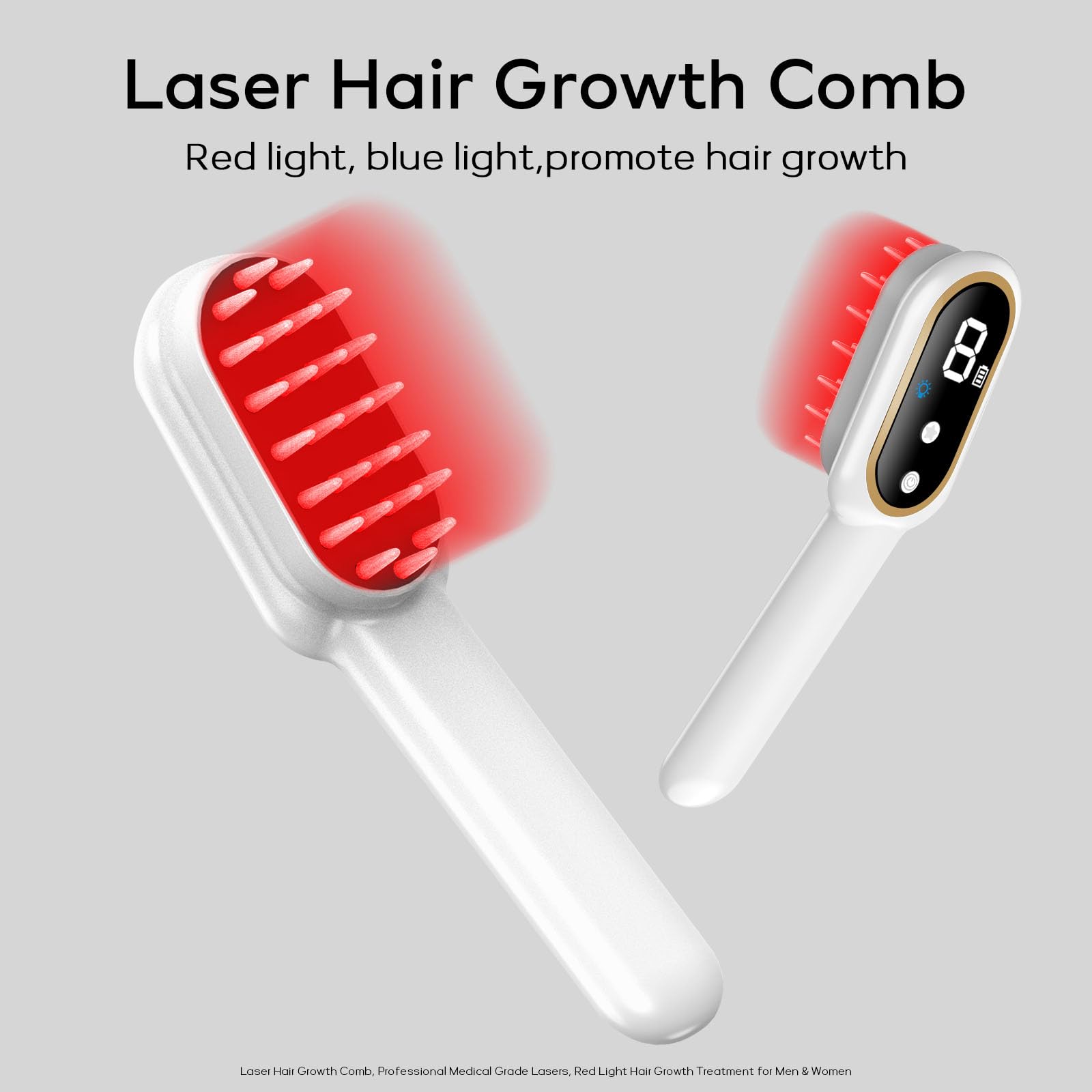 Laser Hair Growth Comb for Men & Women - FDA Cleared Red Light Therapy Hair Regrowth Treatment, Electric Scalp Massager for Thicker Hair & Alopecia Relief | Home Use, Salon Treatment & Hair Care Routine