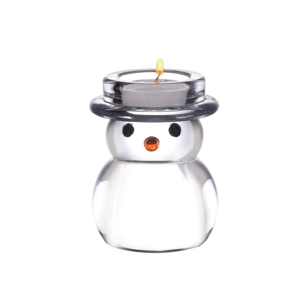Rejoice Glass Snowman Tealight Holder - Christmas Decoration for Home, Party & Holiday Table Centerpiece - Perfect for Winter Decor, Candles & Festive Ambiance