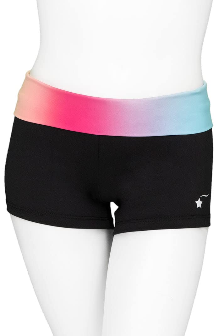 Destira High Waisted Gymnastics Shorts for Girls - Comfortable & Stretchy Workout Shorts for Kids - Perfect for Gymnastics, Dance, Cheerleading & Playtime