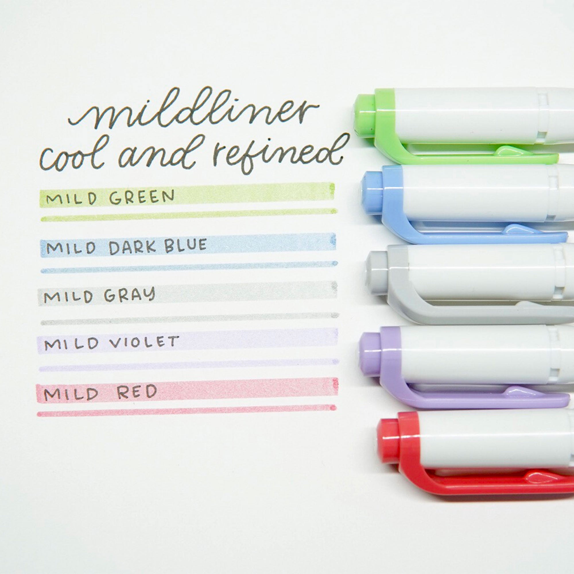 5 Pack Mildliner Creative Markers - Dual Tip Pastel Highlighters for Note Taking, Journaling & Planning (Mild Cool Colors) - Perfect for Students, Office & Bullet Journal Supplies