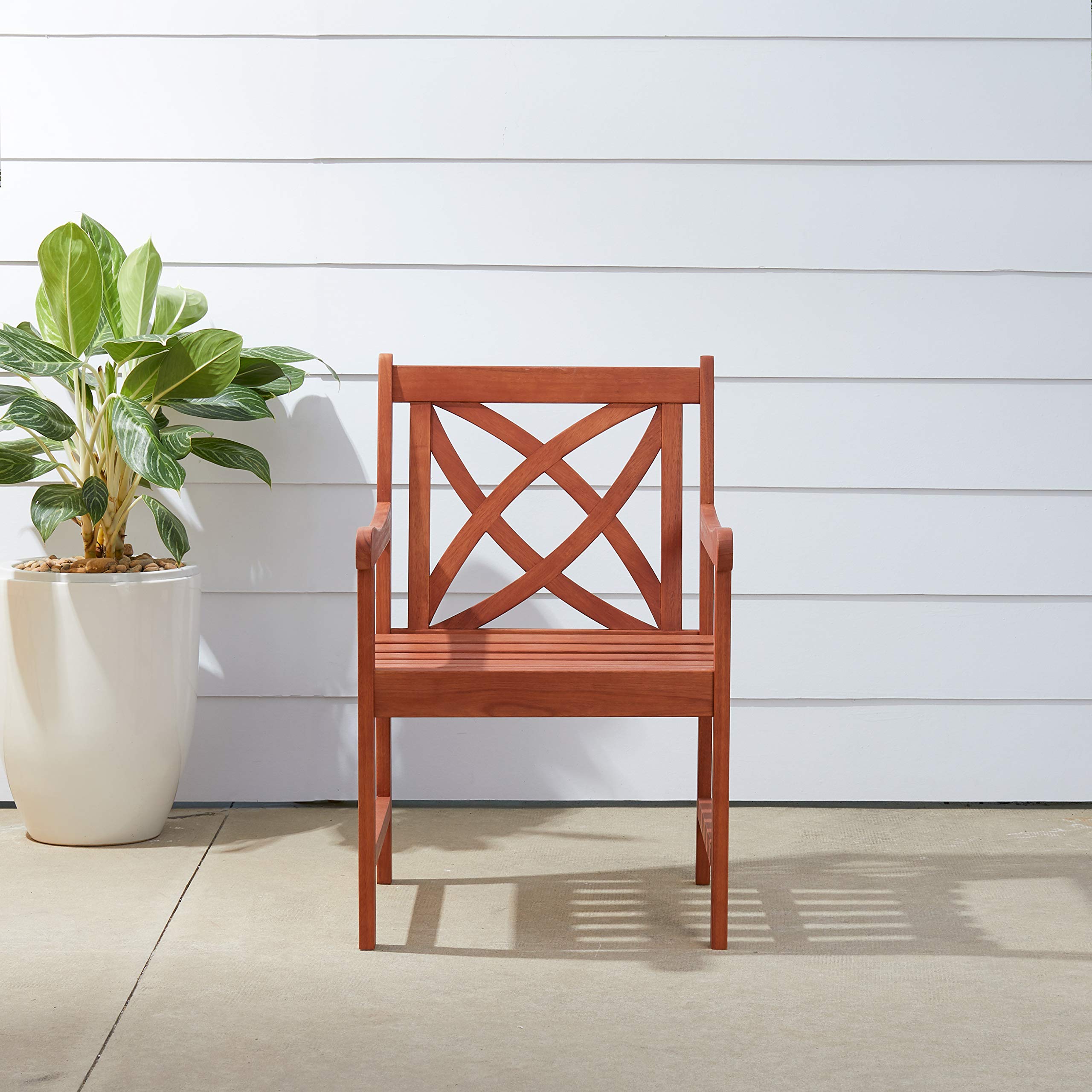 VIFAH Malibu Outdoor Garden Armchair - Weather-Resistant Patio Lounge Chair for Backyard, Poolside, and Deck - Comfortable Relaxation Furniture for Garden, Terrace, and Outdoor Living Spaces
