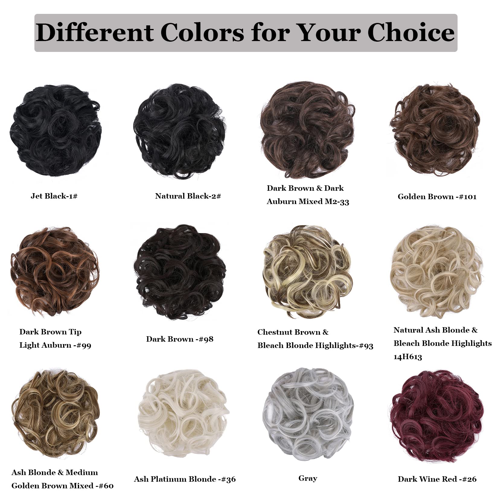 Elaine Messy Bun Hair Piece for Women - Thick Curly Synthetic Hair Extensions | Natural Ash & Bleach Blonde Highlights | Perfect for Updos, Ponytails & Chignons | Great for Weddings, Parties & Everyday Wear