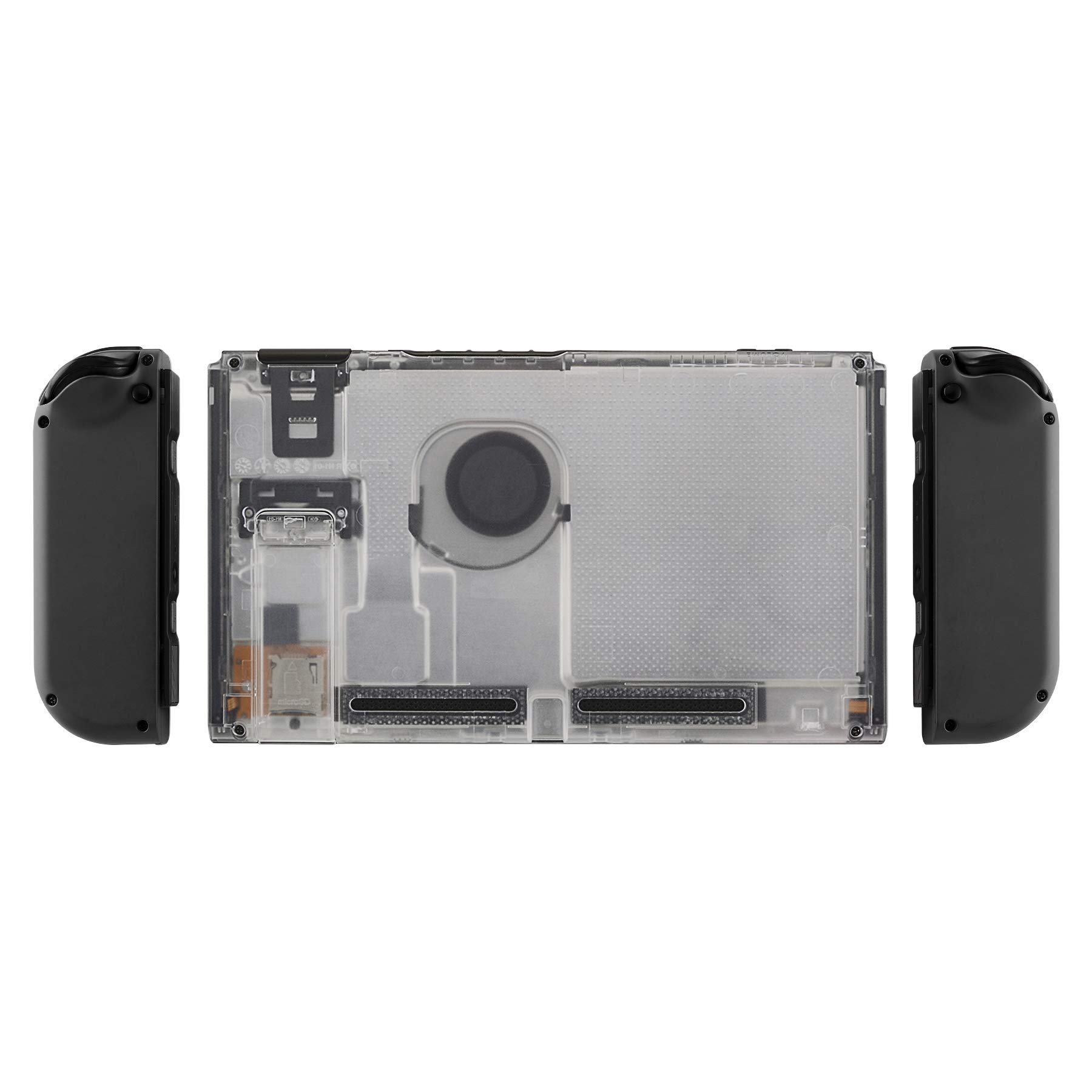 eXtremeRate Clear Transparent Replacement Back Plate Case for Nintendo Switch - DIY Housing Shell with Kickstand (Joy-Con Not Included) | Gaming Accessories & Console Protection