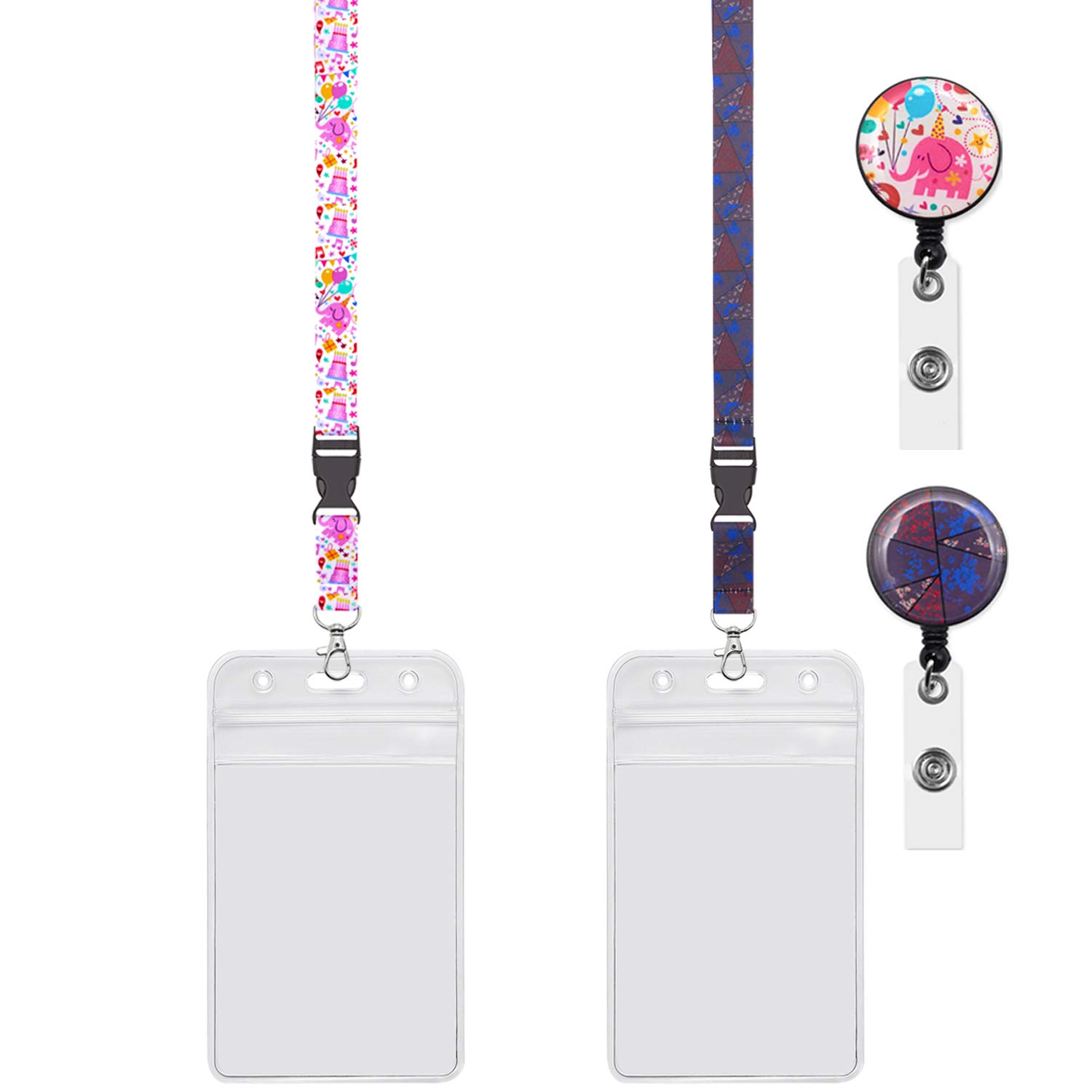 YOUOWO 2 Pack Cruise Lanyards with Badge Reel - for Office ID, Keys & Cards - for Work, Travel & Events