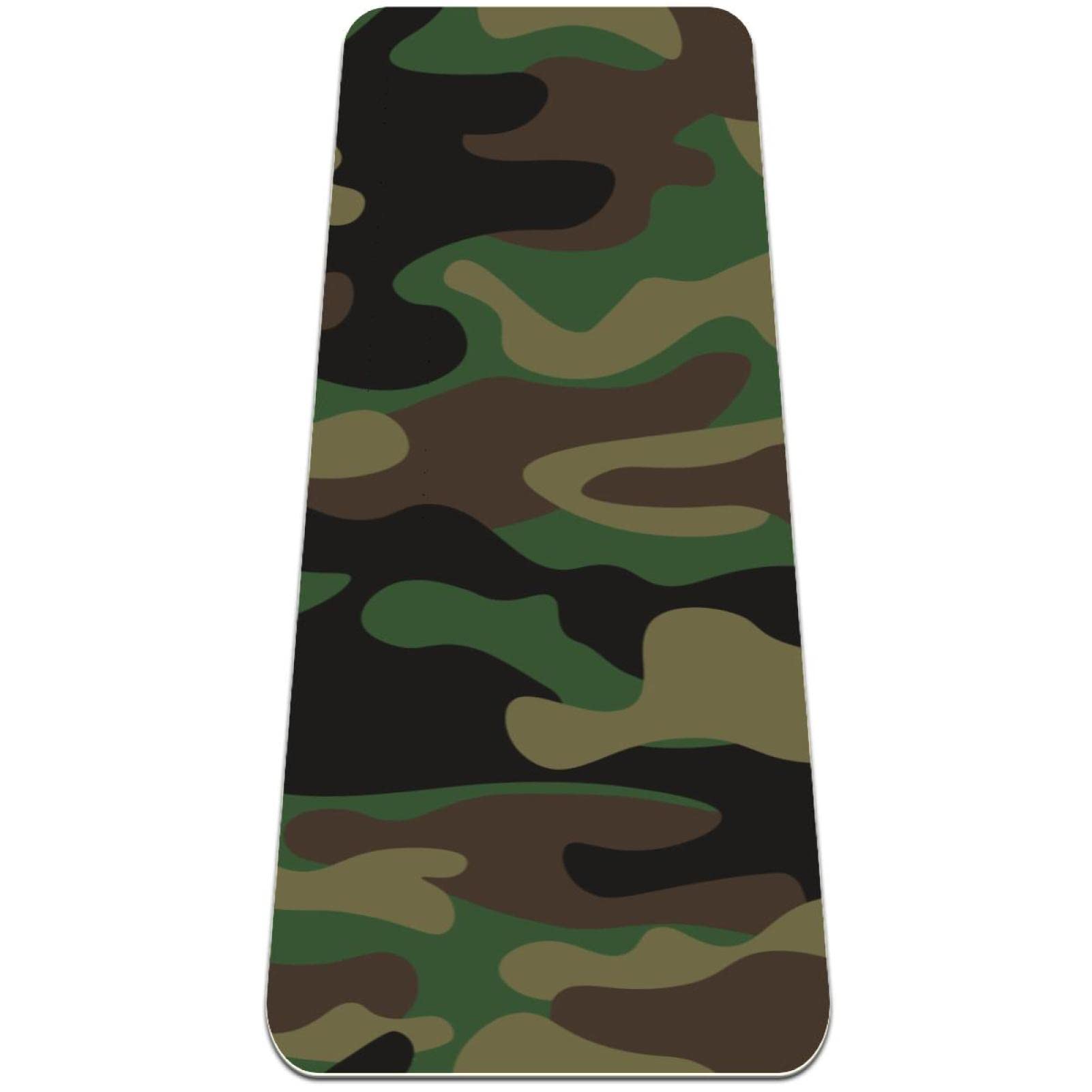 Premium Non-Slip Yoga Mat for Women - Extra Thick Exercise & Fitness Mat with Camouflage Brown Green Retro Design - Ideal for Yoga, Pilates, Home Workouts and Gym Sessions