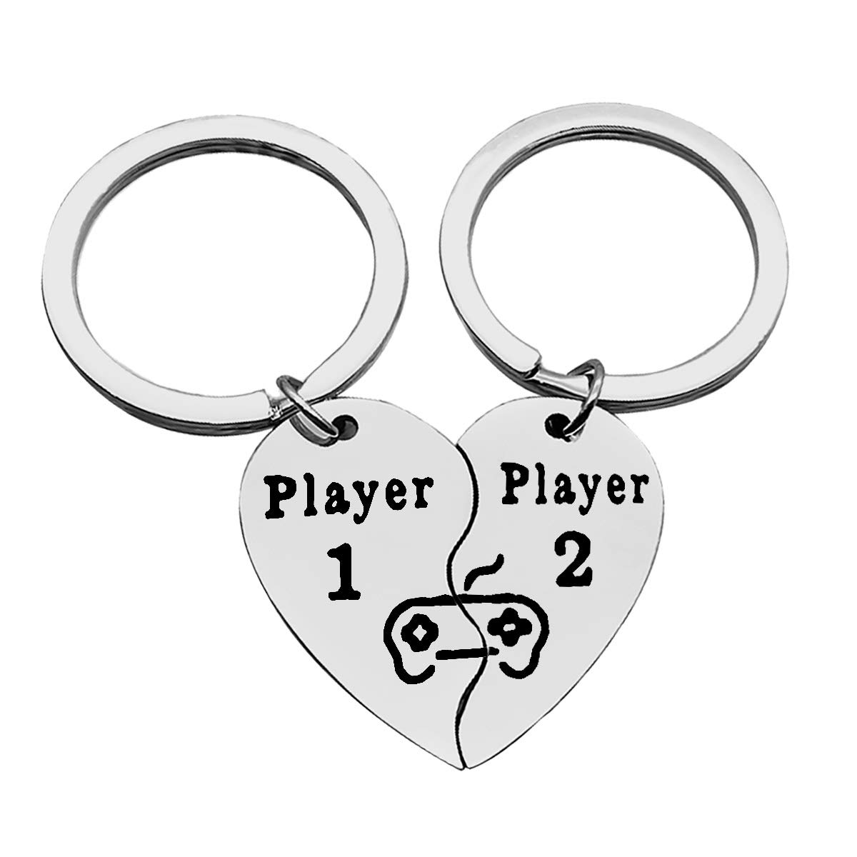 2 PCS Funny Couple Gamer Keychains - Player 1 & Player 2 Matching Keychains for Him and Her - Perfect Valentine's Day Gift for Boyfriend, Girlfriend, Husband & Wife - Ideal for Gamers Couples, Anniversary & Romantic Gifts