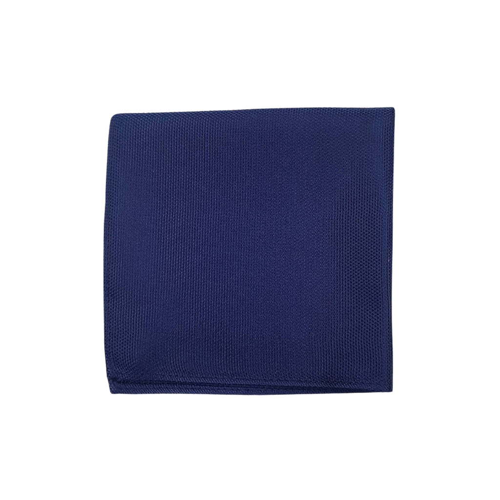 ABELARD Men's Pocket Square - Classic Plain Navy Blue Silk Handkerchief for Suits & Formal Events