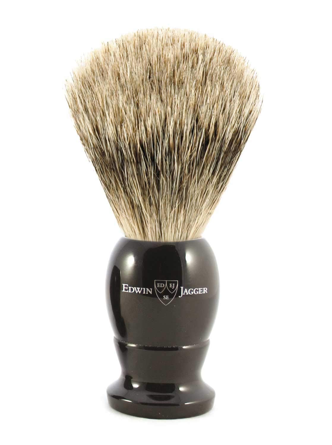 Premium Edwin Jagger Best Badger Shaving Brush with Stand - Extra Large Imitation Ebony Handle for Men - Perfect for Shaving Cream & Soap - Ideal for Wet Shaving Routine & Luxury Grooming Gifts