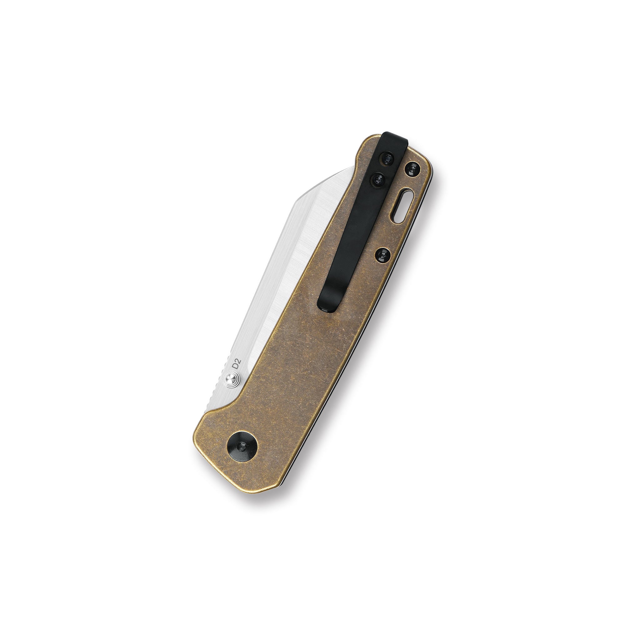QSP Penguin Liner Lock Pocket Knife - D2 Steel Blade with Brass Handle for EDC, Camping & Outdoor Adventures