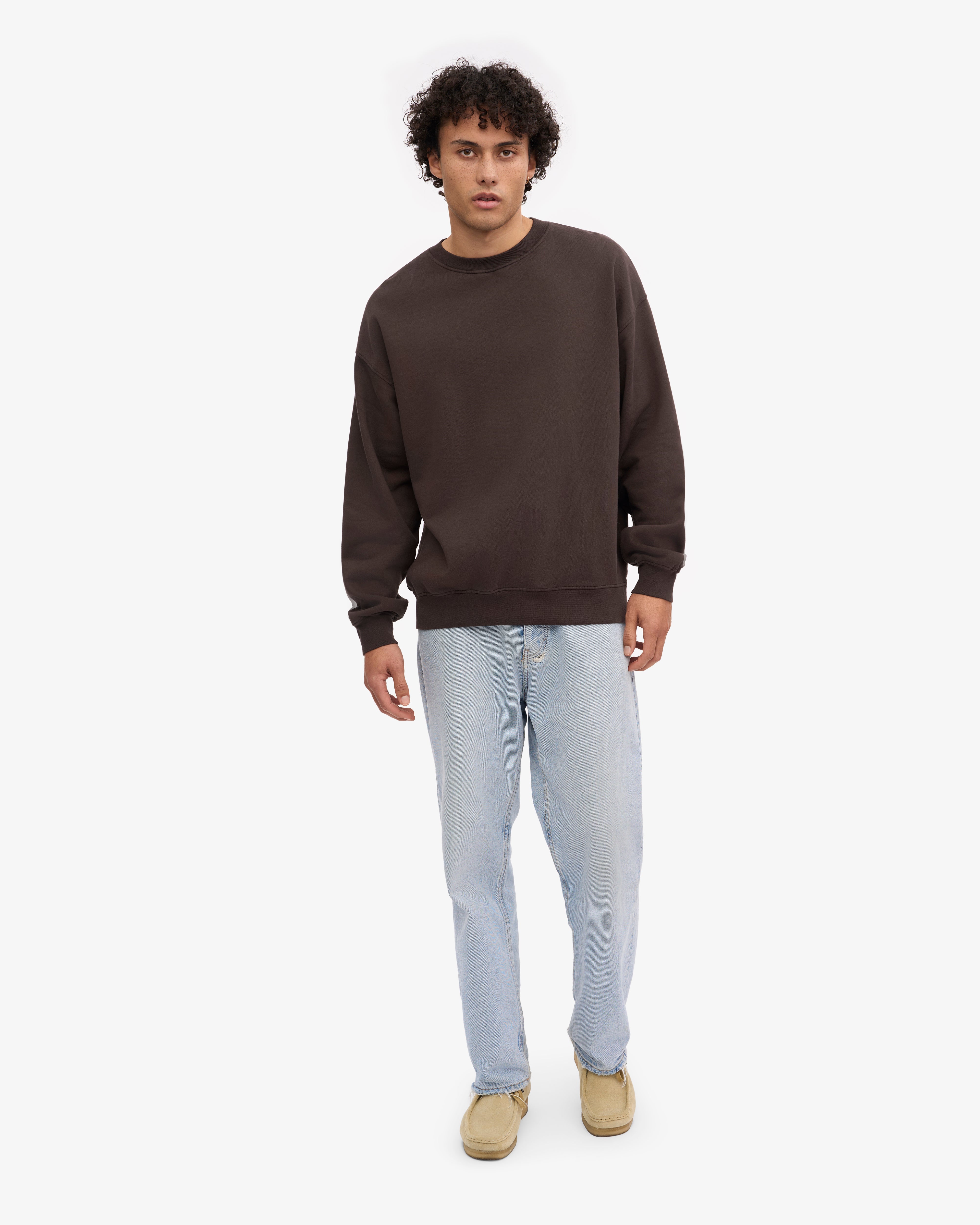 Organic Oversized Crewneck Sweatshirt - Coffee Brown | Soft & Comfortable Pullover for Men & Women | Perfect for Casual Wear, Lounging & Outdoor Activities