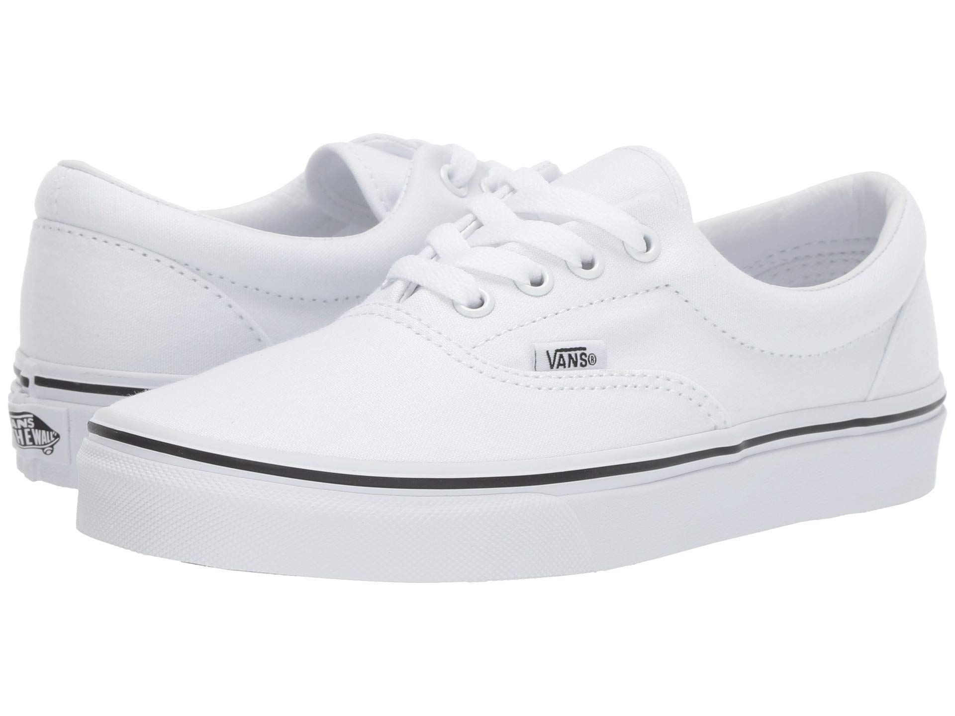 Vans Unisex Era Sneakers - Classic White Canvas Skate Shoes for Men & Women, Size 6.5 | Comfortable Casual Wear for Street Style, Skateboarding & Everyday Outfits