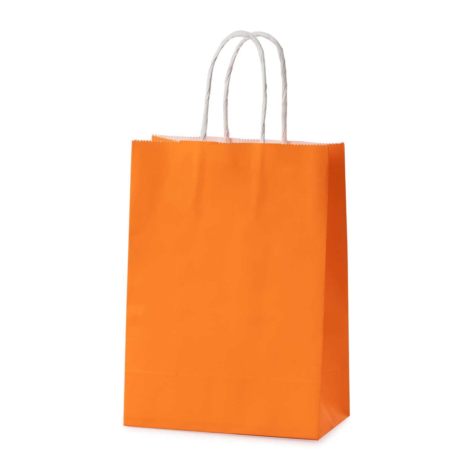 Eco-Friendly Kraft Paper Gift Bags with Handles - 8.3x5.9x3.2 Inch Small Party Favor Bags (16-Pack, Orange & Blue) - Perfect for Birthday Parties, Baby Showers & Wedding Favors