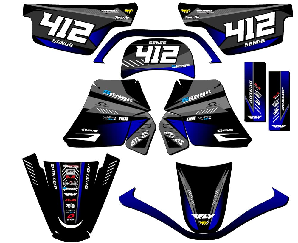 1990-2025 Yamaha PW50 Surge Black Senge Graphics Complete Kit with Rider I.D. - Dirt Bike Decal Sticker Set for Kids & Youth Motocross Racing